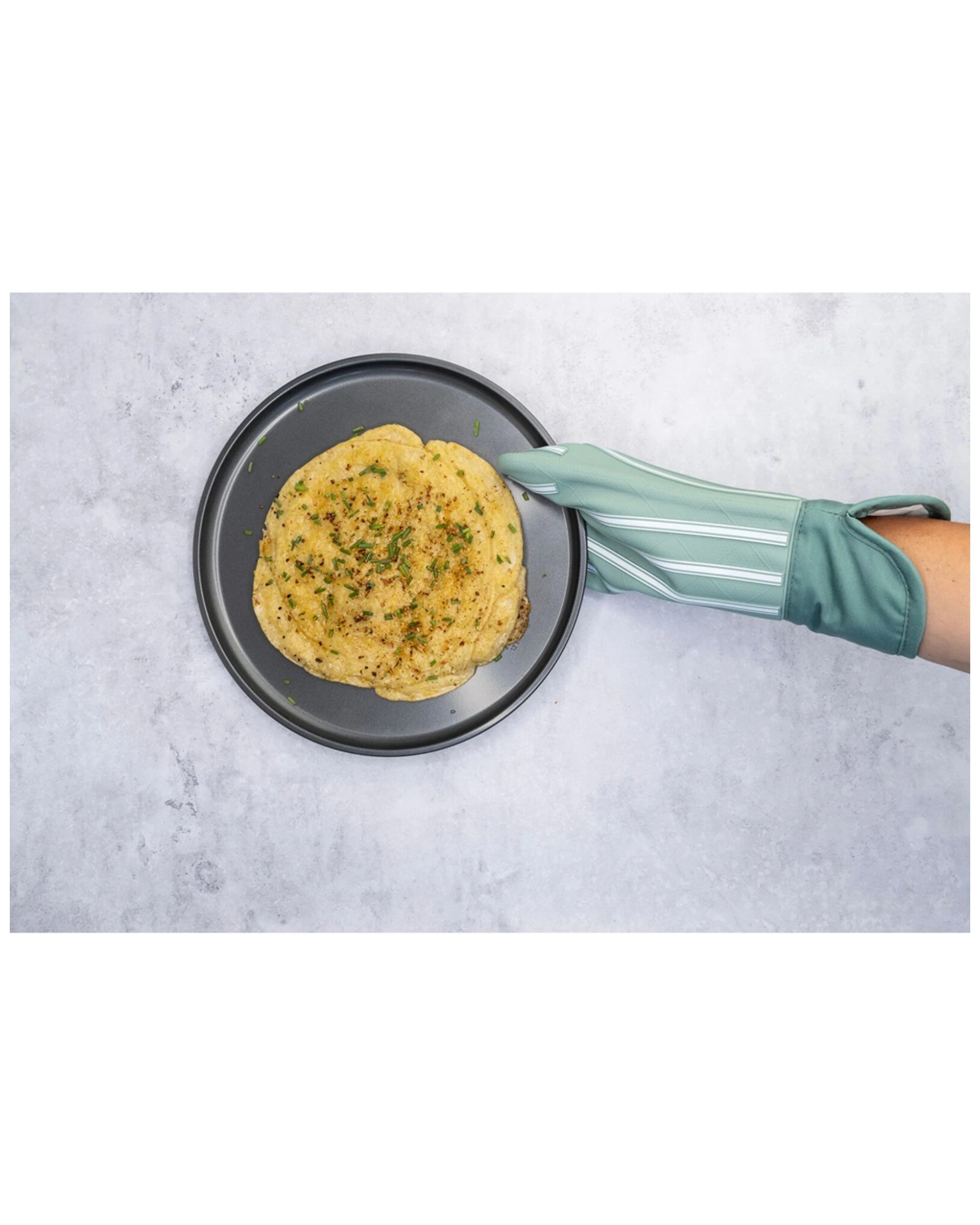 1 Cuisena Silicone & Fabric Oven Glove – Green Striped 94267 - Green, 1 of 5