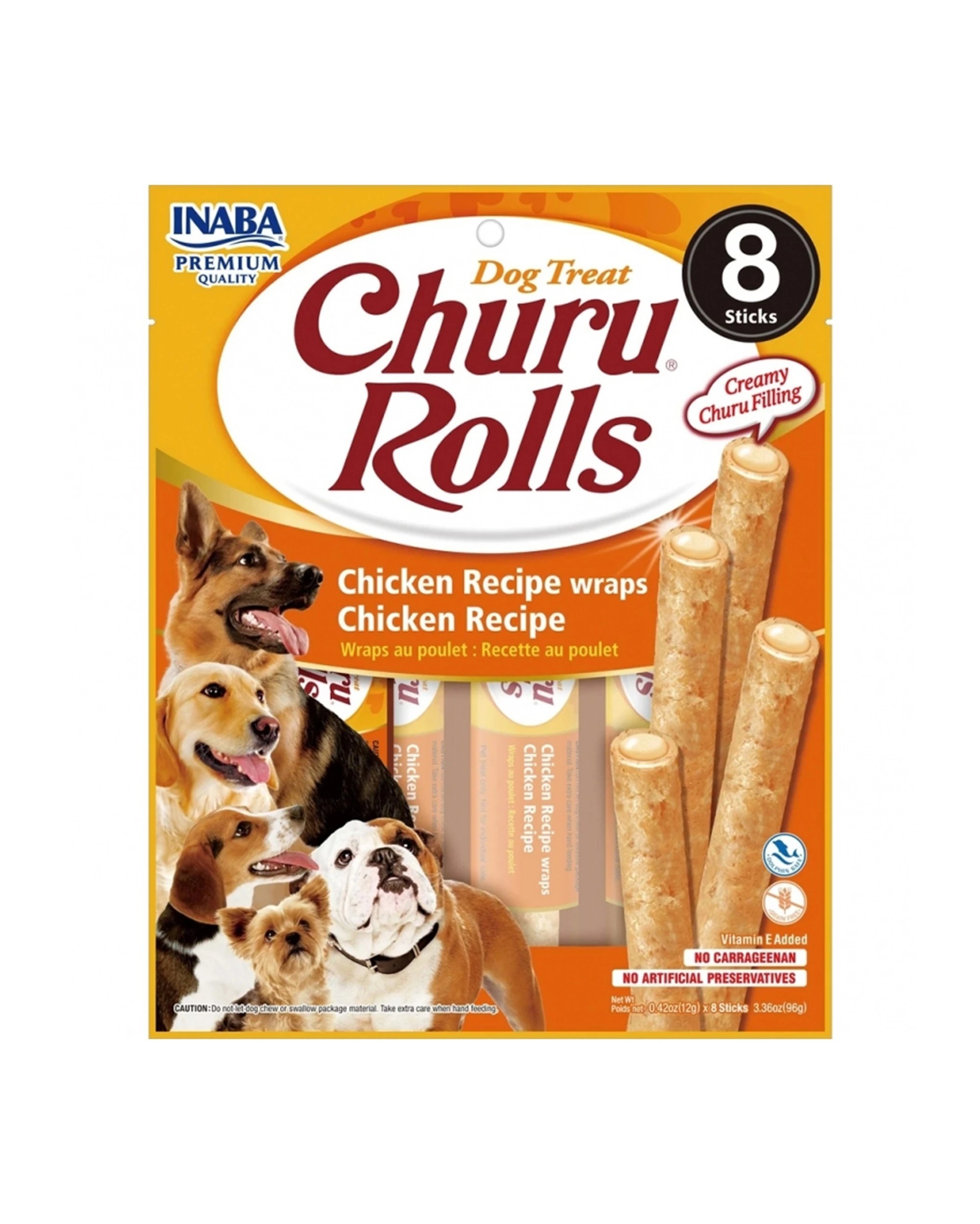 2 Inaba Pet Dog Churu Rolls Chicken Wraps 3 Pack 8 Pack 96g - Orange, 2 of 3