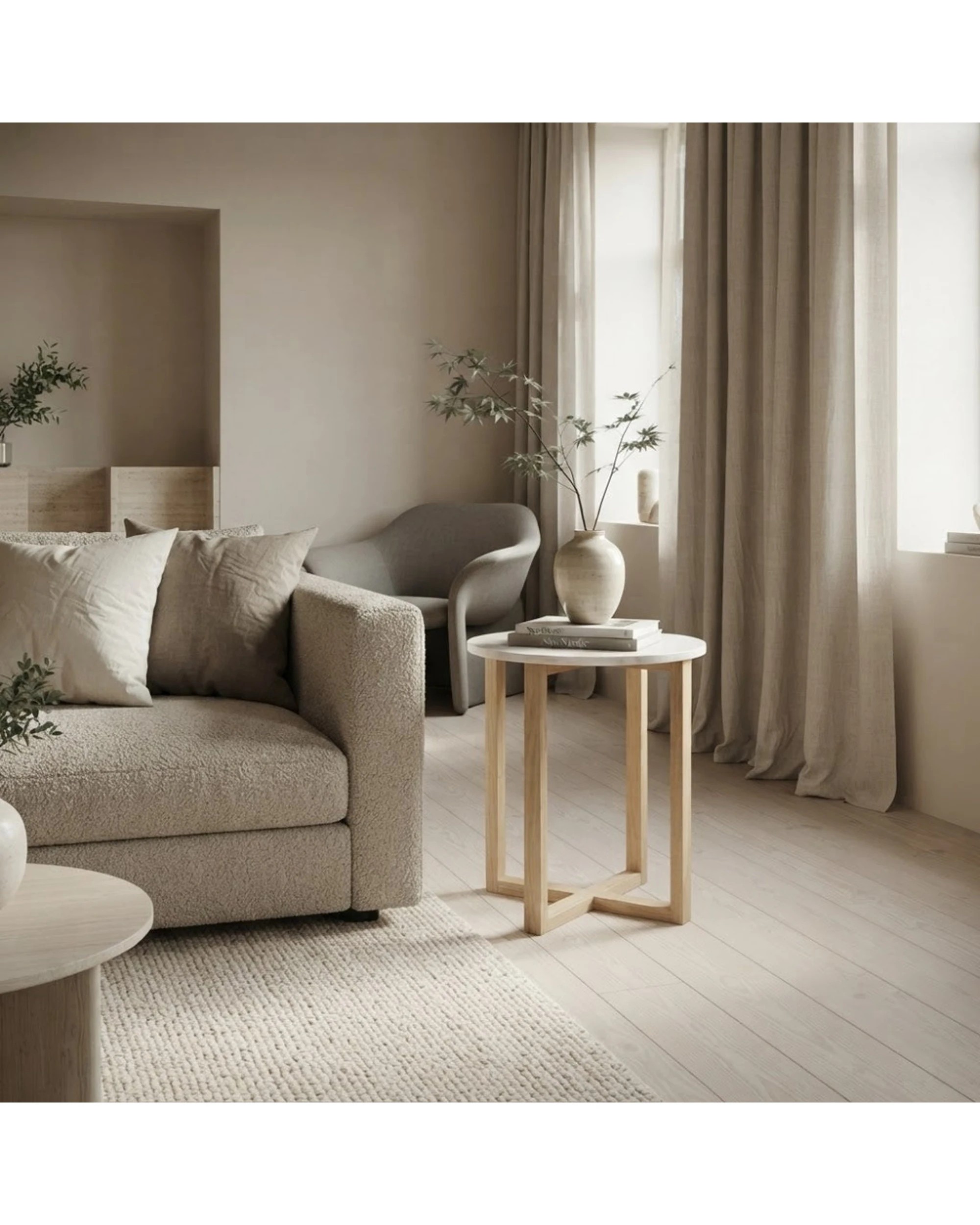 2 Codu Lyra Side Table Marble Top 60x50x50cm - White, 2 of 9