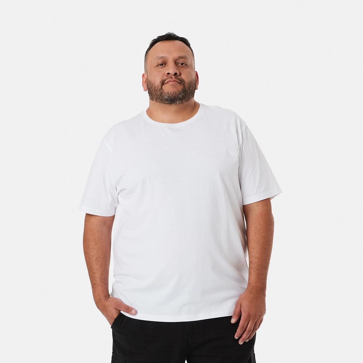 1 Men's Larger Size Basic Short Sleeve T-shirt White, 1 of 7