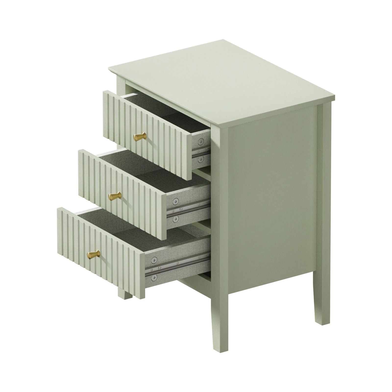 8 Oikiture Bedside Table 3 Drawers Side End Storage Furniture Nightstand
 - Green, 8 of 10