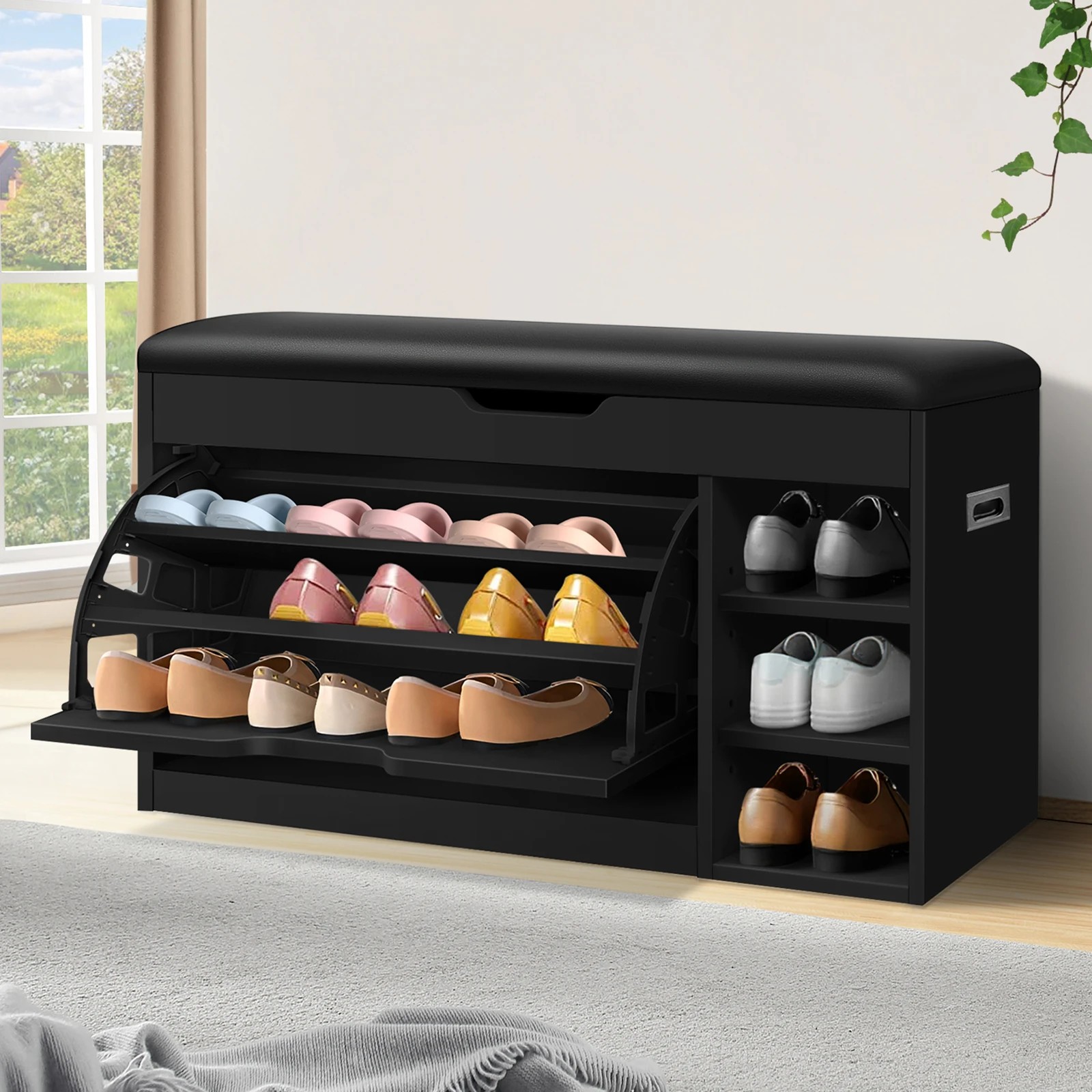 2 Alfordson Shoe Cabinet Bench Rack 18 Pairs - Black, 2 of 10