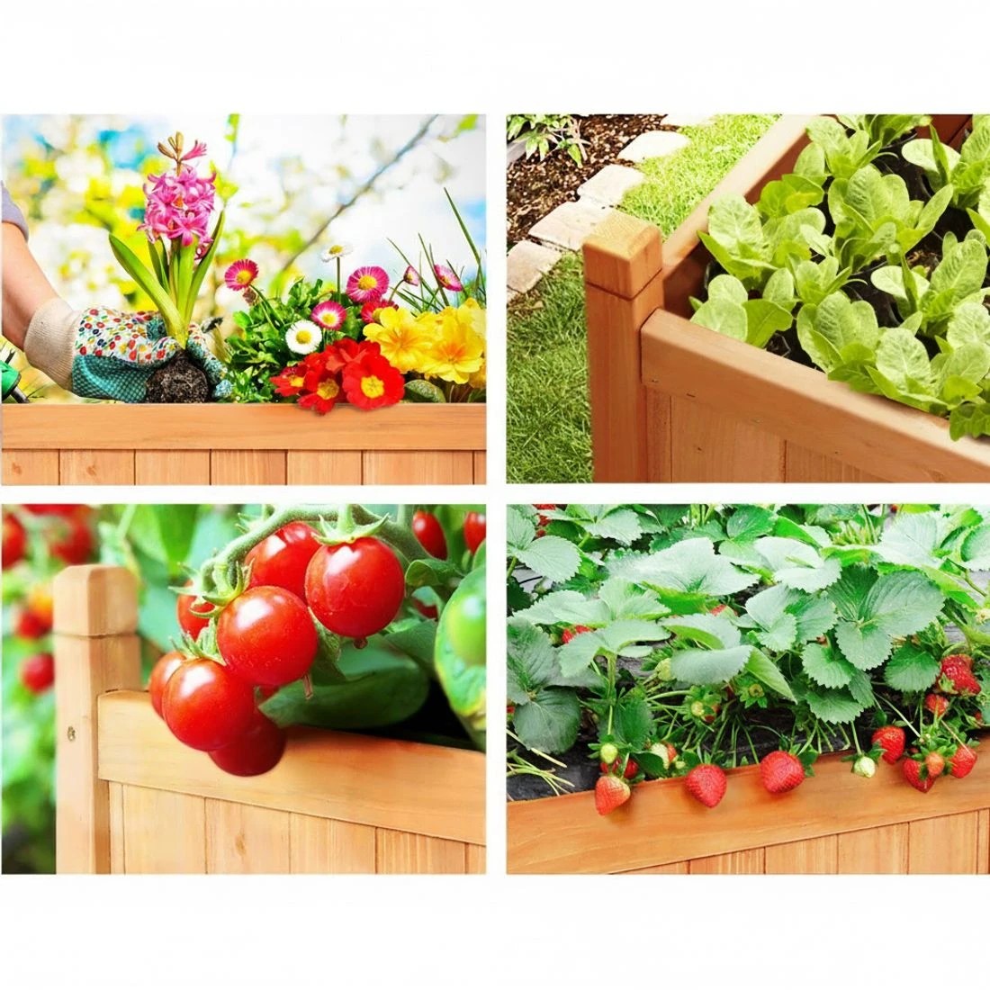 3 Green Fingers Garden Bed 90x30x33cm Wooden Planter Box Raised Container Growing - Brown, 3 of 5