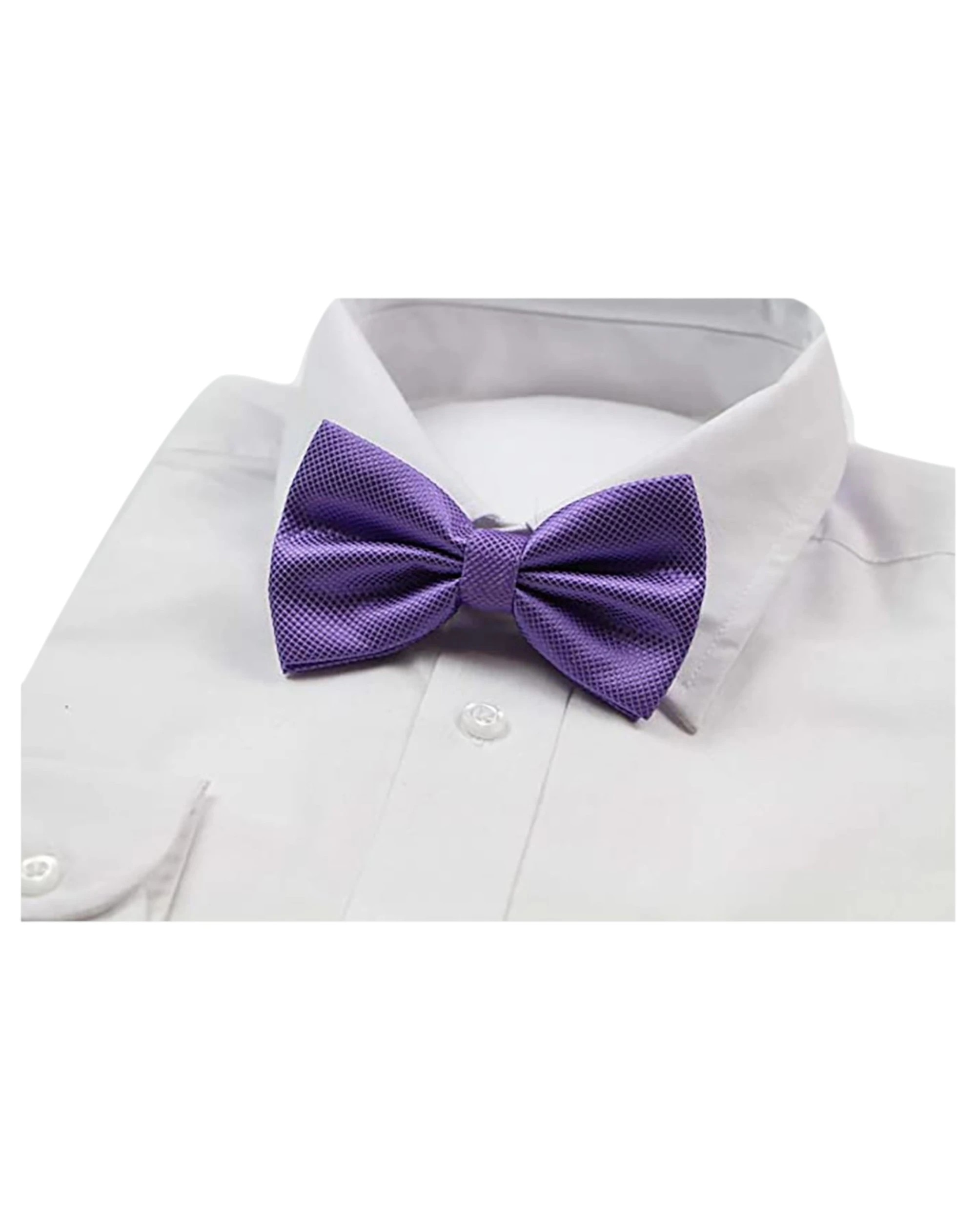 1 Zasel Mens Purple Plain Coloured Checkered Bow Tie, 1 of 2