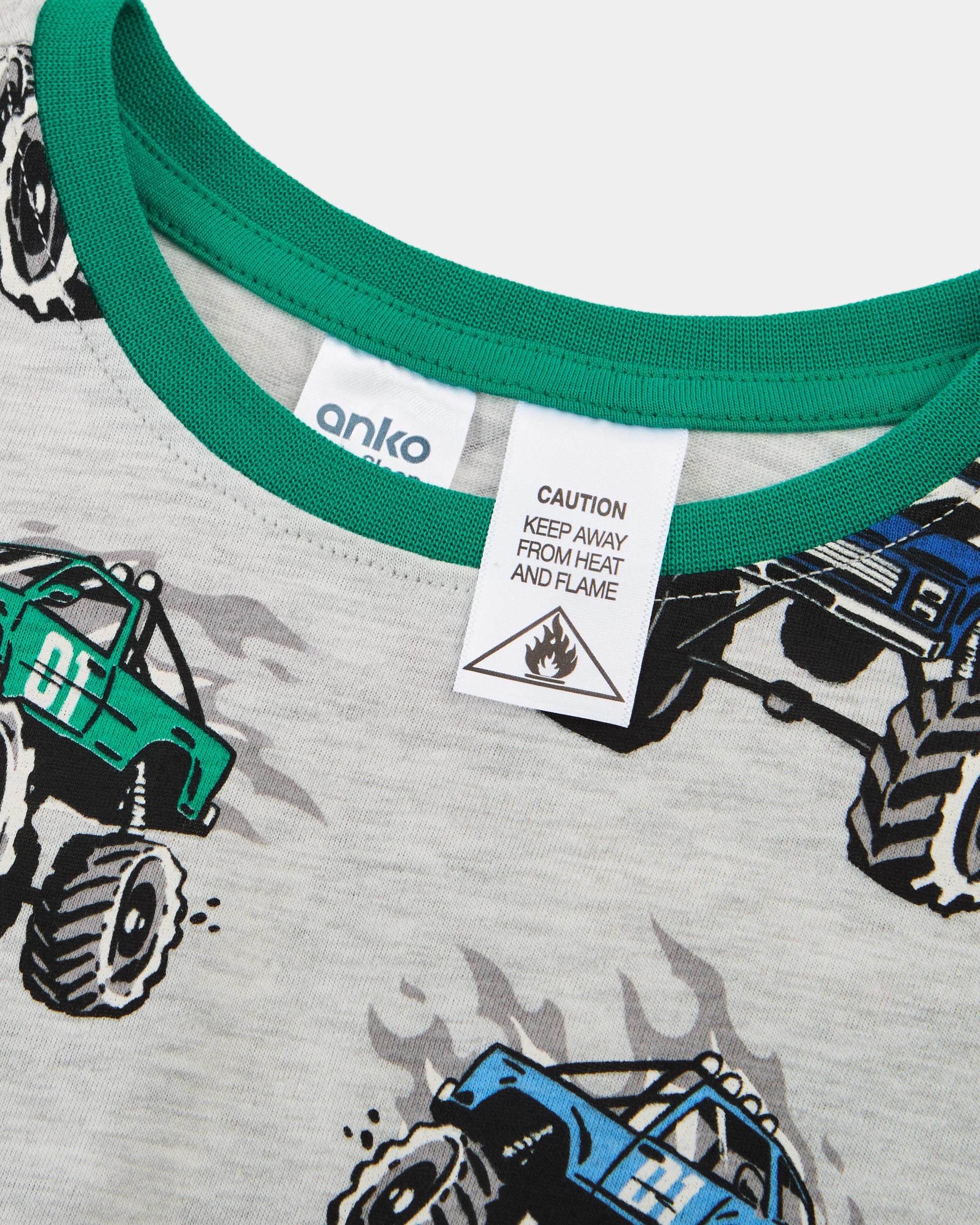 7 Short Sleeve Jersey Pyjama Set Gry Truck, 7 of 8