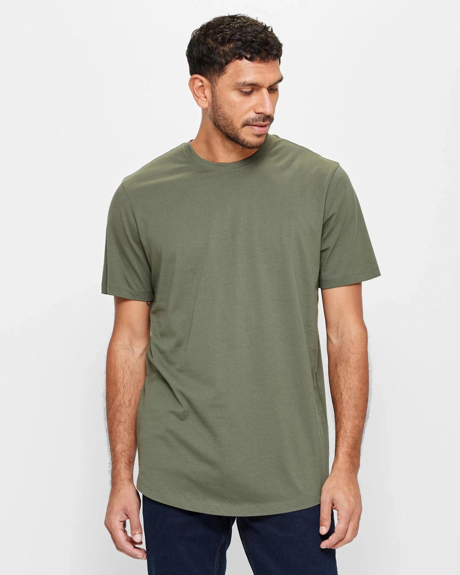 1 Target Australian Cotton Curved Hem T-Shirt KHAKI, 1 of 4