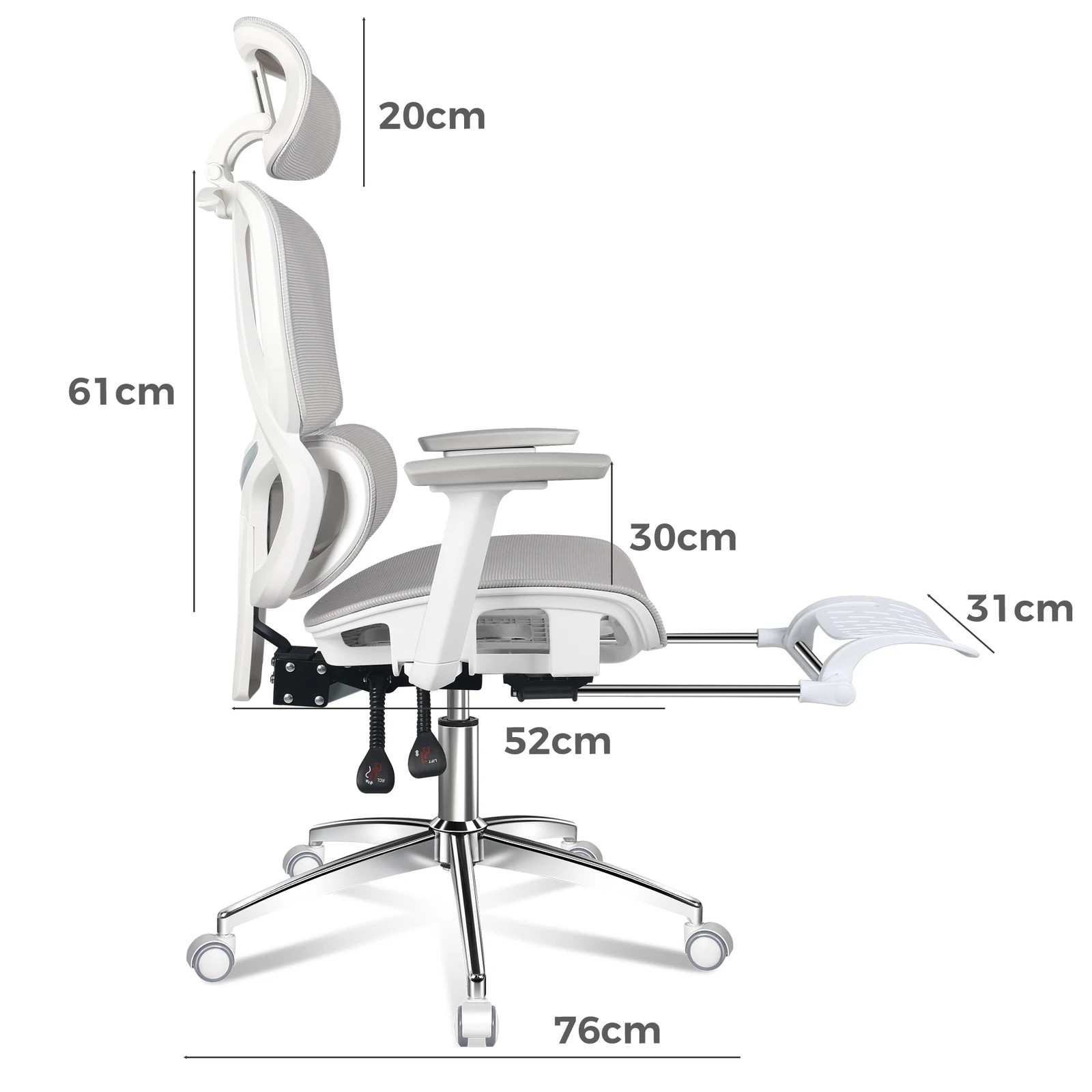 9 Alfordson Ergonomic Office Chair Mesh Seat Desk Computer Gaming - White Grey, 9 of 9