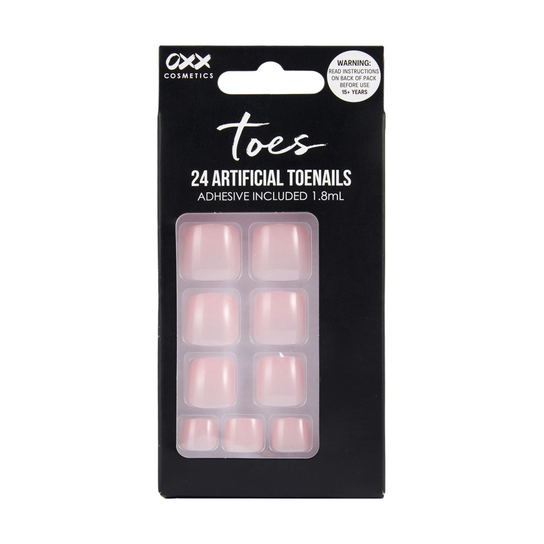 1 OXX Cosmetics 24 Pack Artificial Toenails with Adhesive - Pink, 1 of 5