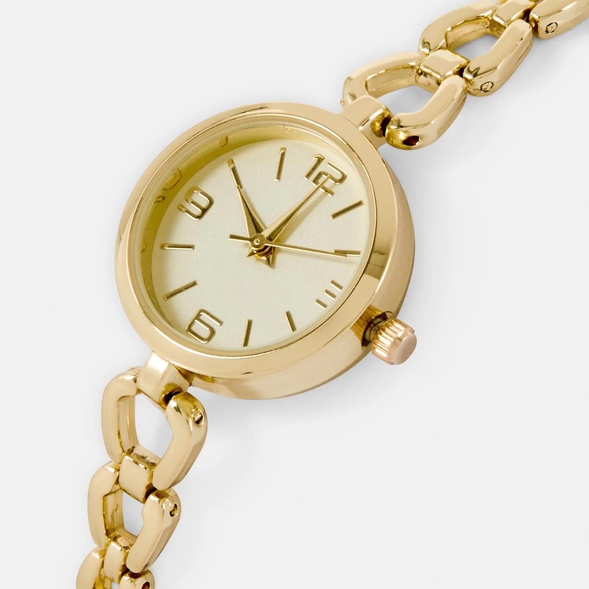 3 Womens Round Dainty Chain Watch - Gold Tone Gold, 3 of 6