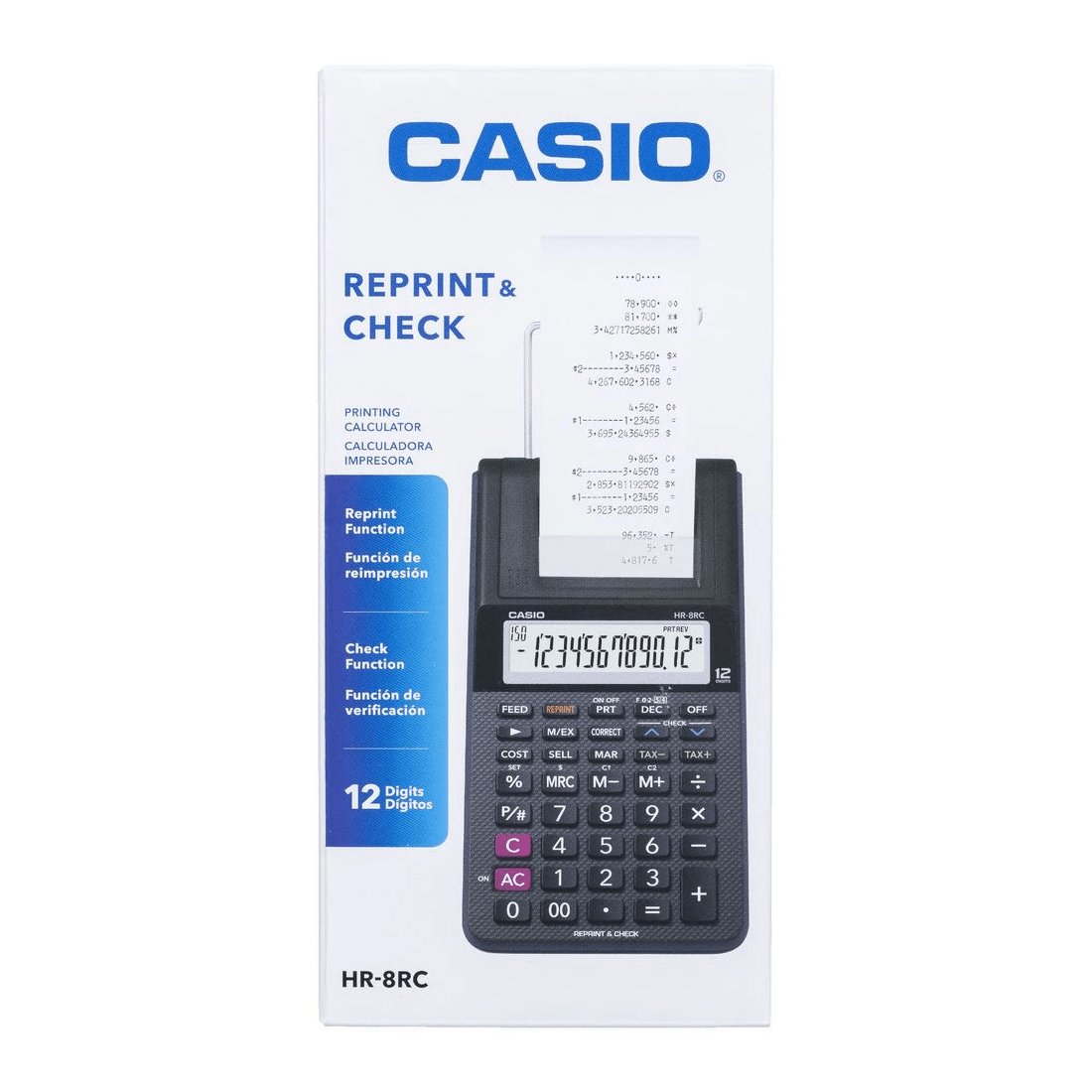 3 Casio 12 Digit Printing Calculator Black HR-8RC, 3 of 3