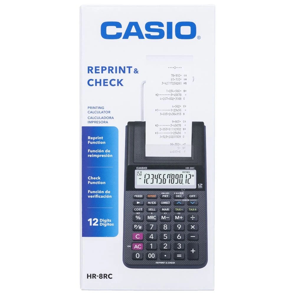 3 Casio 12 Digit Printing Calculator Black HR-8RC, 3 of 3