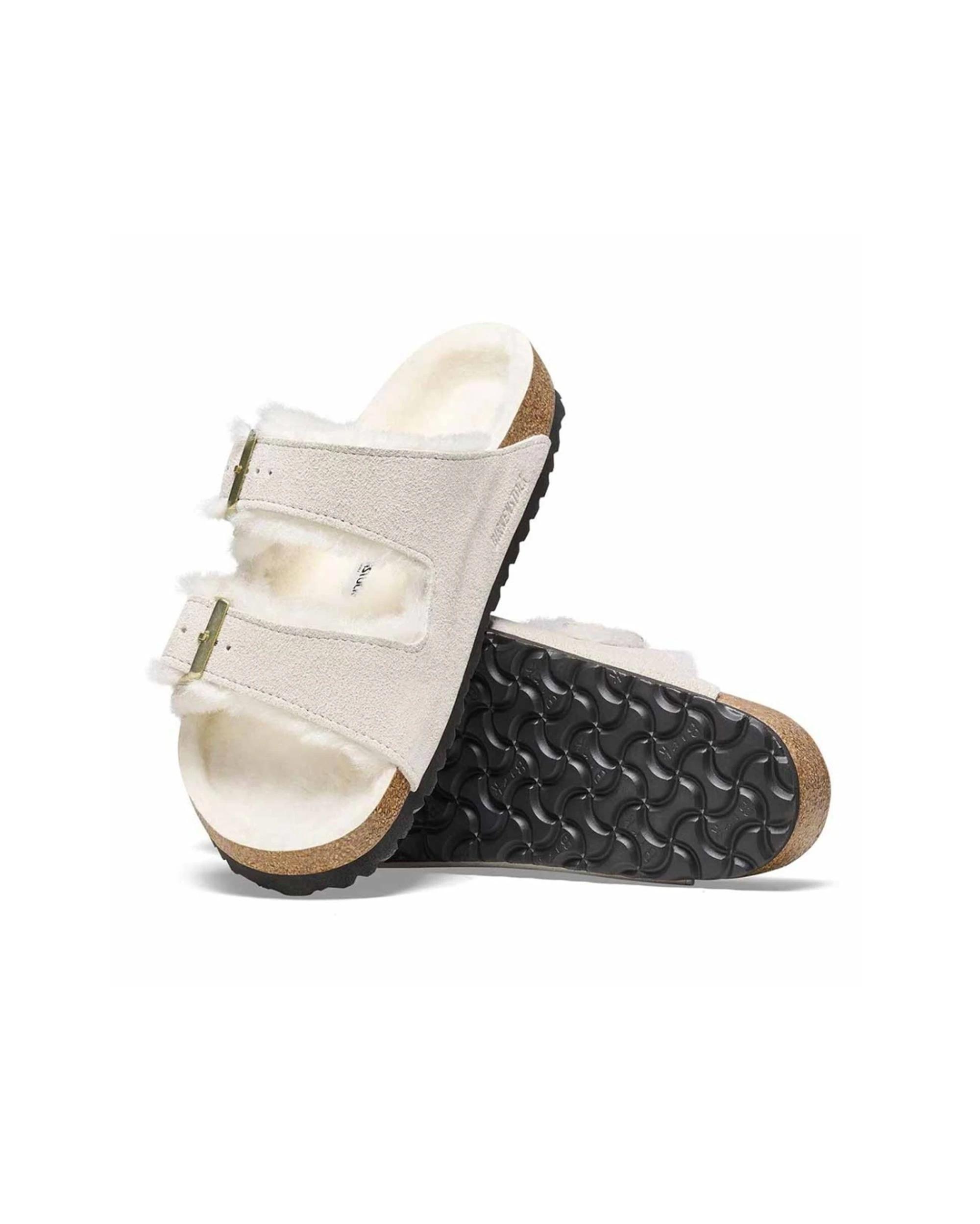 3 Birkenstock Arizona Shearling Suede Sandals Regular ANTIQUE WHITE, 3 of 6