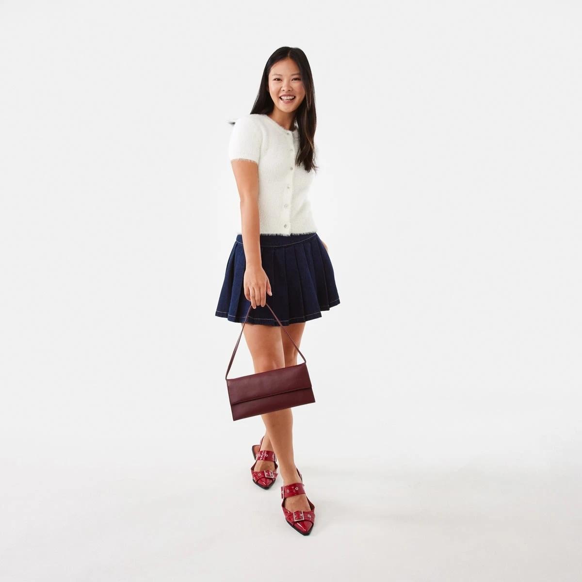 7 Pleat Denim Mini Skirt Indigo, 7 of 7