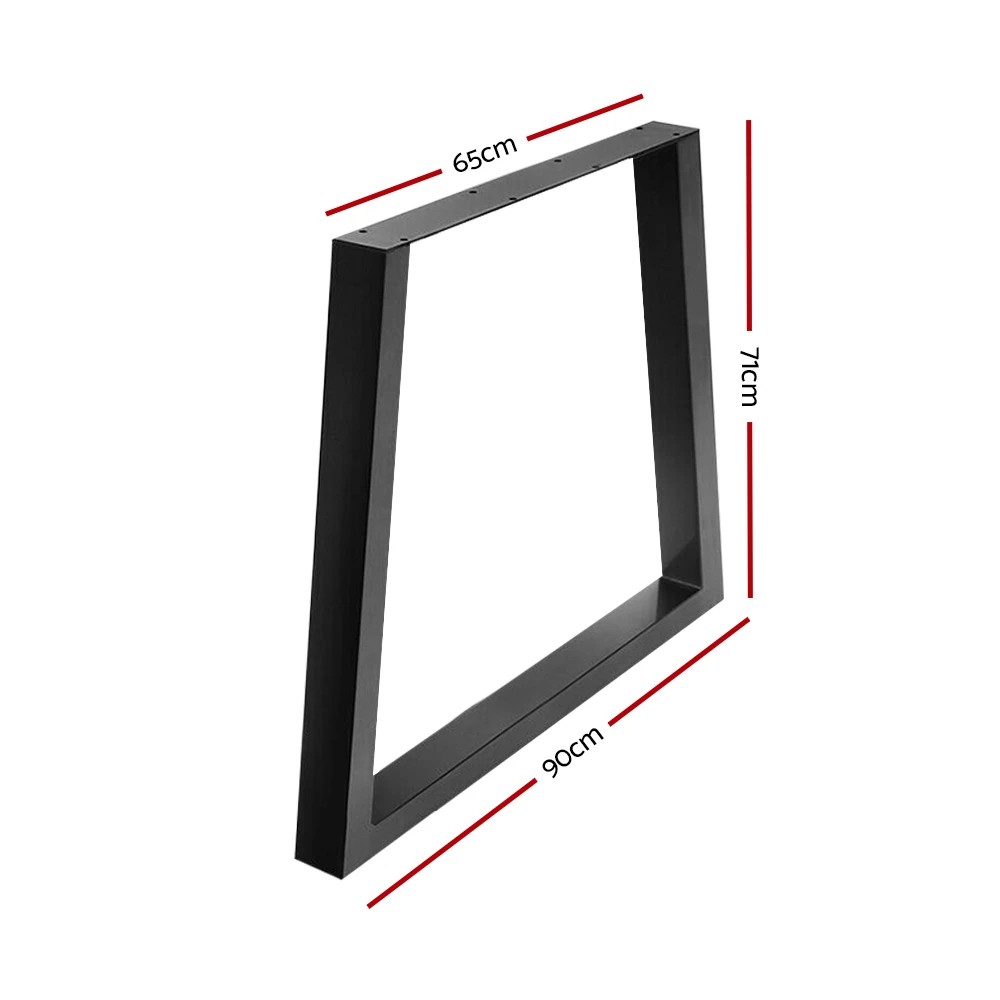 2 Artiss Metal Table Legs DIY Trapezoid 65X90CM Set of 2 - Black, 2 of 5