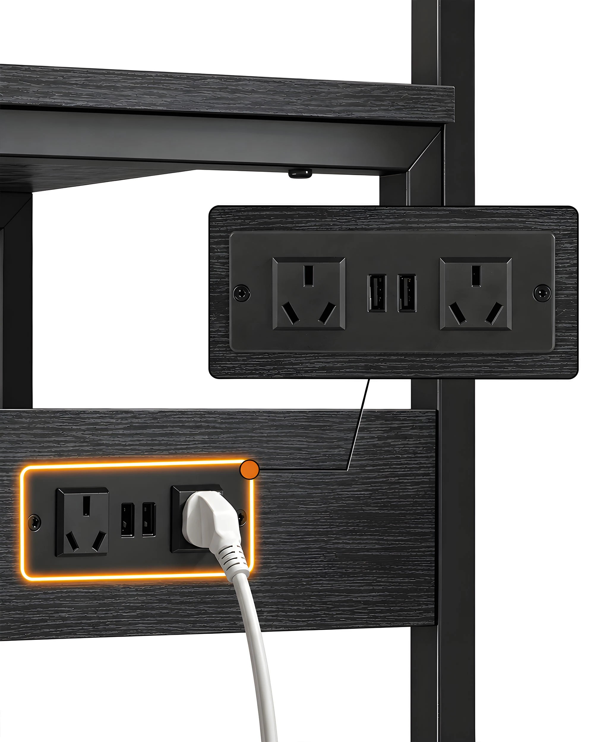 4 ZUNI Kitchen Bakers Rack Multi-Purpose Shelf Coffee Bar Table w/ Power outlets - Black, 4 of 10