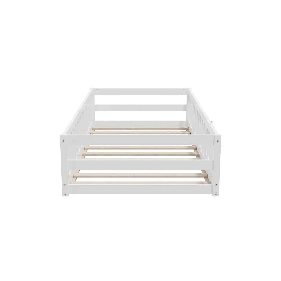 9 Oikiture Single Kids Bed Frame with Gate Fence Wood - White, 9 of 10