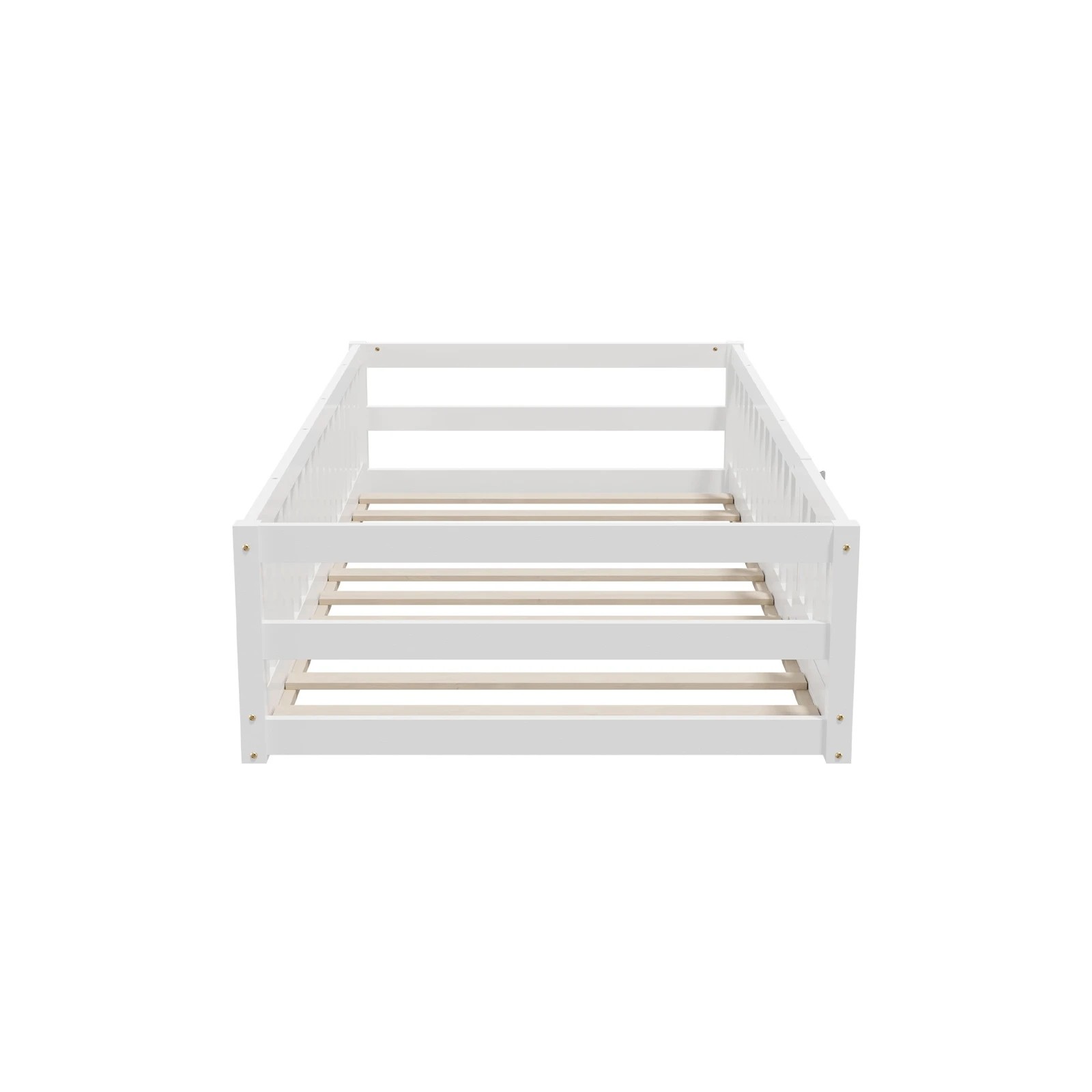 9 Oikiture Single Kids Bed Frame with Gate Fence Wood - White, 9 of 10