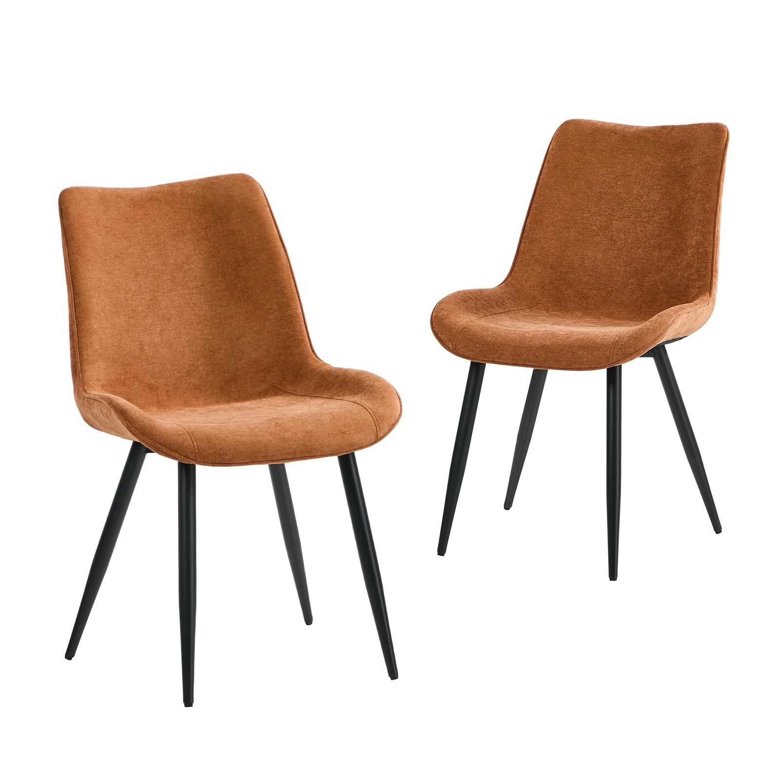 1 Oikiture 2x Dining Chairs Kitchen Accent Chairs Upholstered Linen Fabric- Orange, 1 of 9