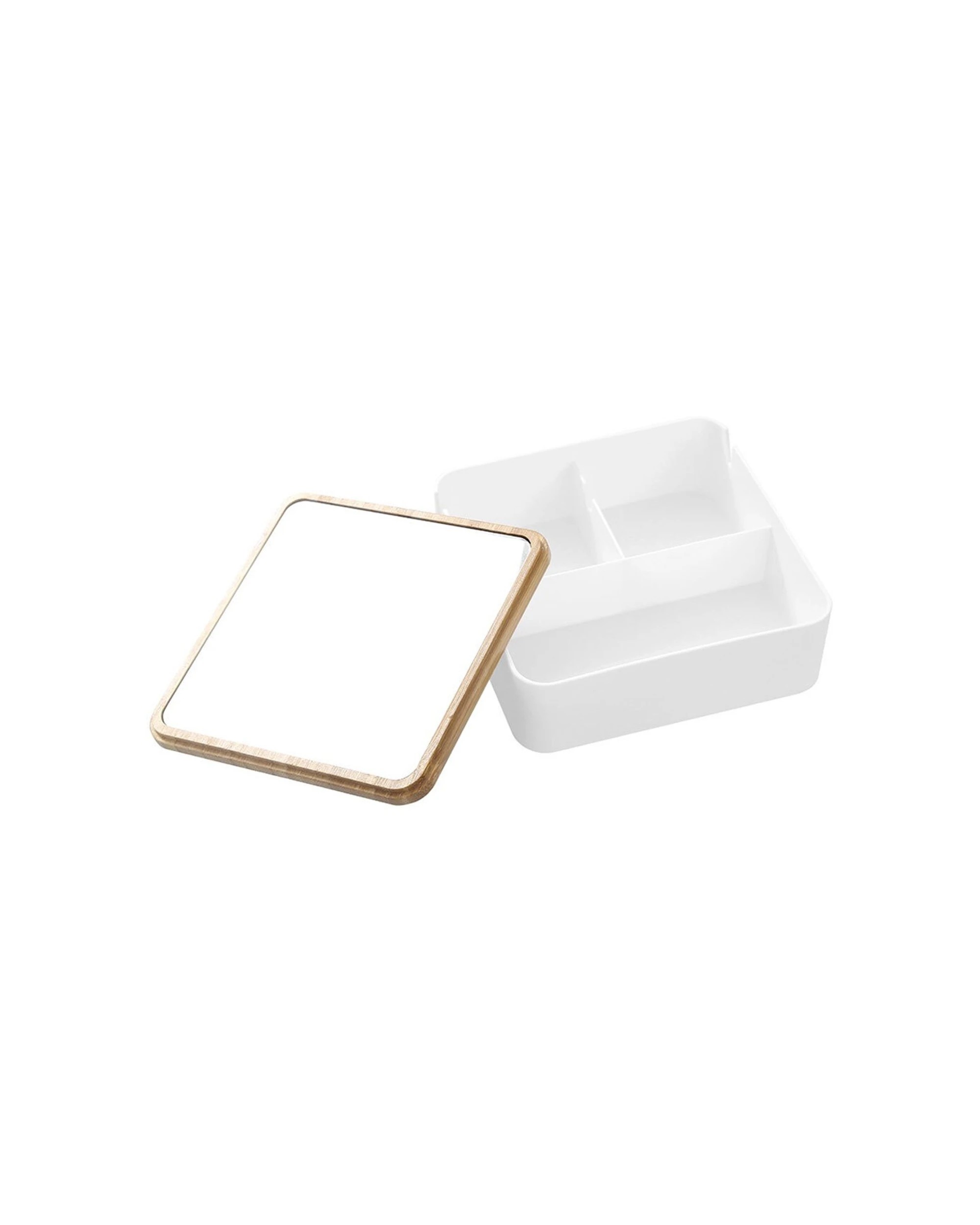 4 Boxsweden Bano Sqaure Organiser Box With Mirror Bamboo Top 14x14x5cm - Plastic, 4 of 5