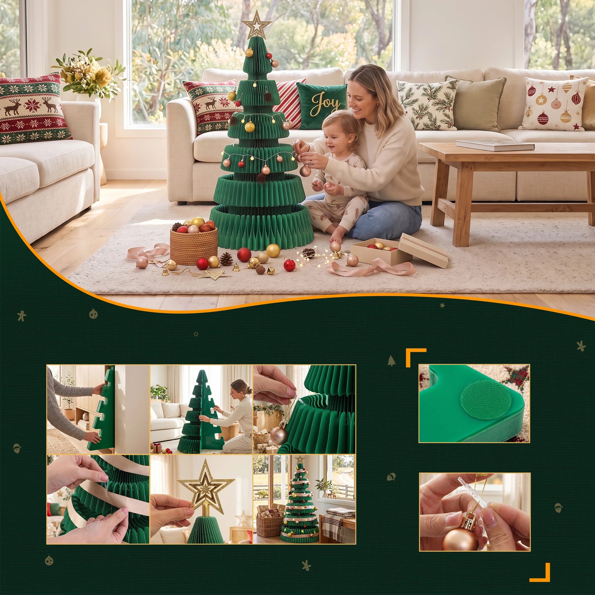 7 Jingle Jollys 111cm Foldable Christmas Tree Xmas Decorations - Green, 7 of 10
