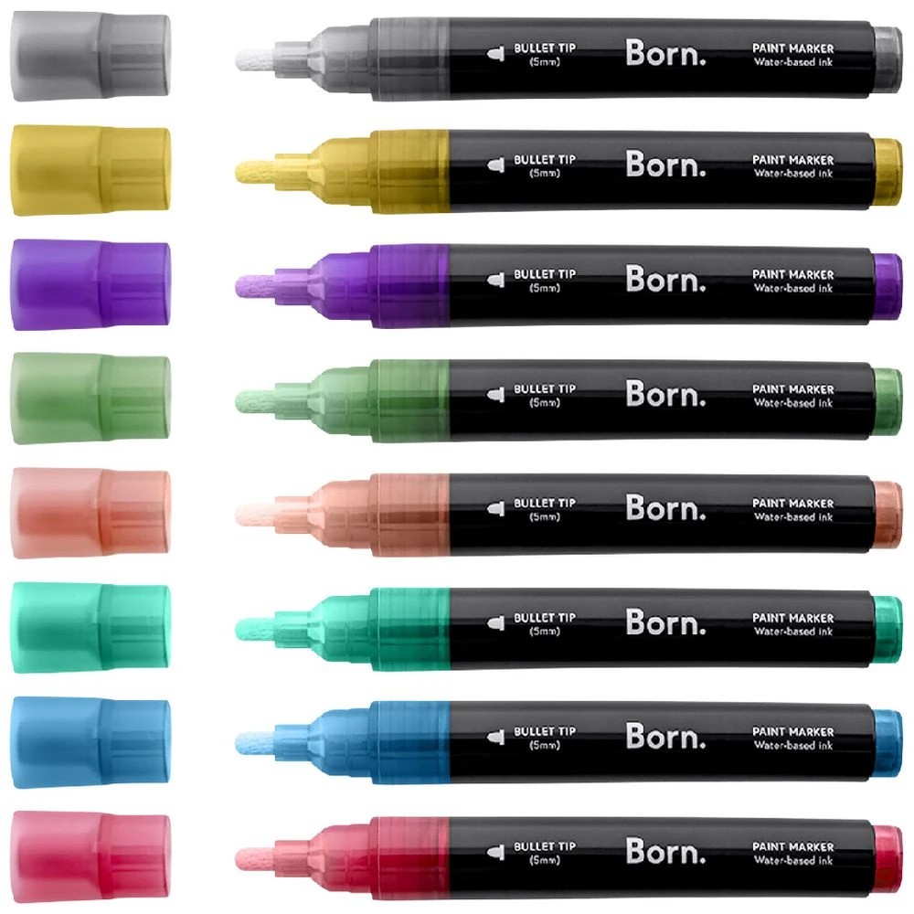 4 Born Acrylic Paint Marker 5mm Metallic 8 Pack, 4 of 4