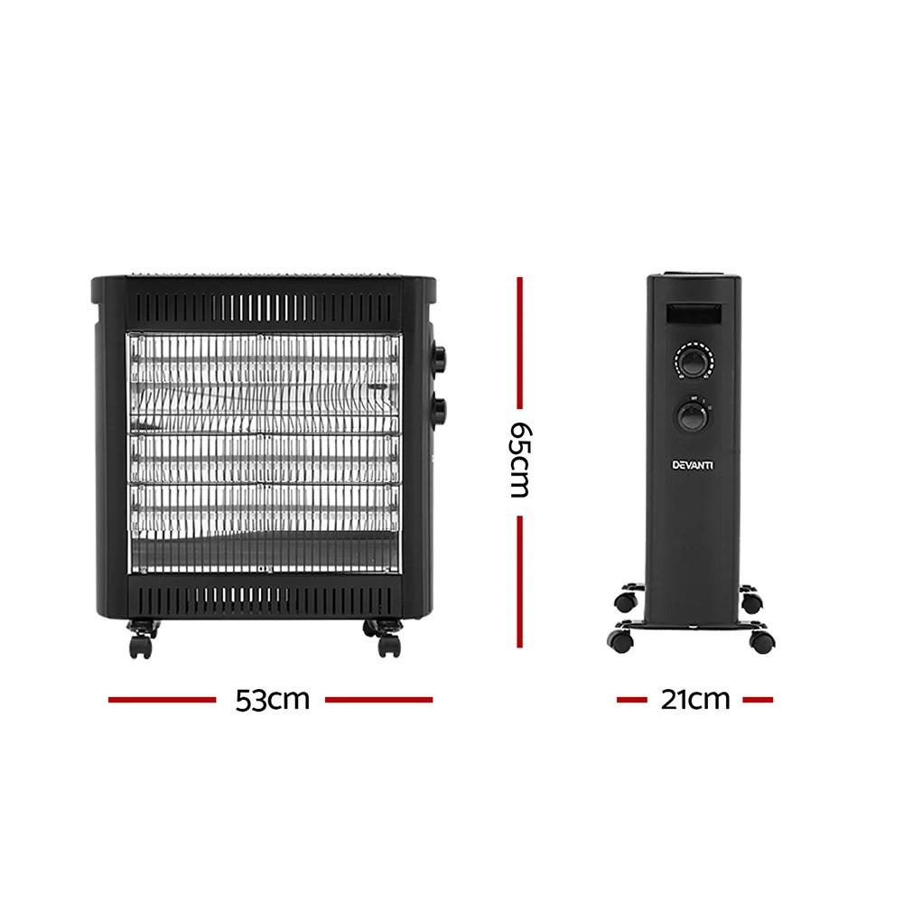 2 Devanti 2200W Infra Heater Radiant Heaters - Black, 2 of 7