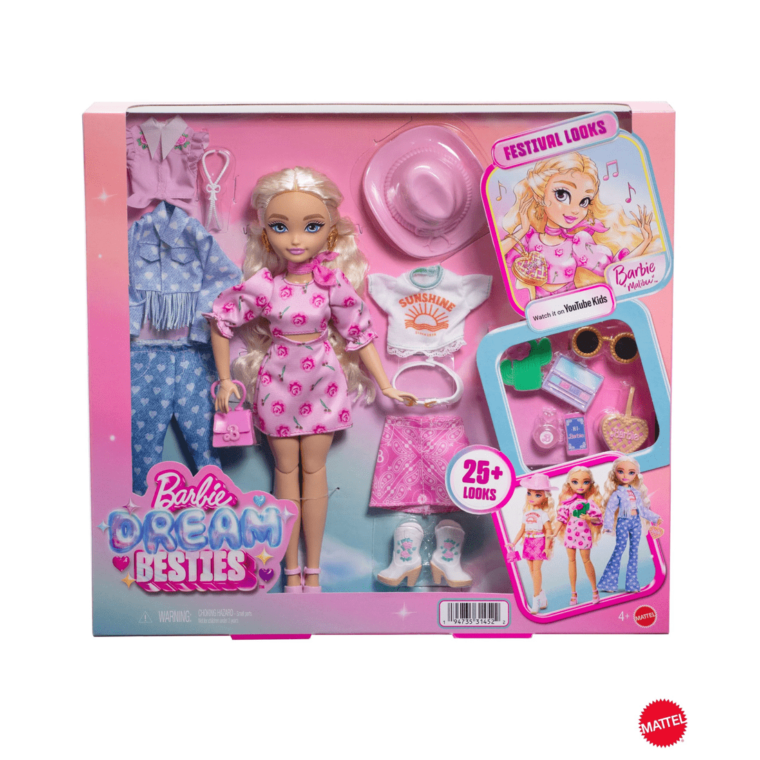 1 Mattel Barbie Malibu Doll  Dream Besties Festival Looks Set
 - Multi, 1 of 6