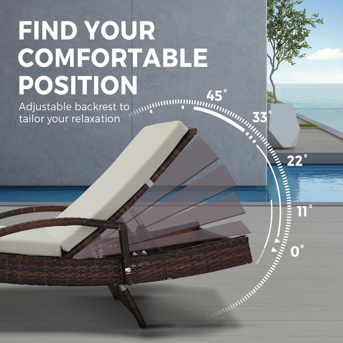 8 Livsip 2pc Sun Lounge Wicker Lounger Beach Chair
 - Beige, 8 of 9