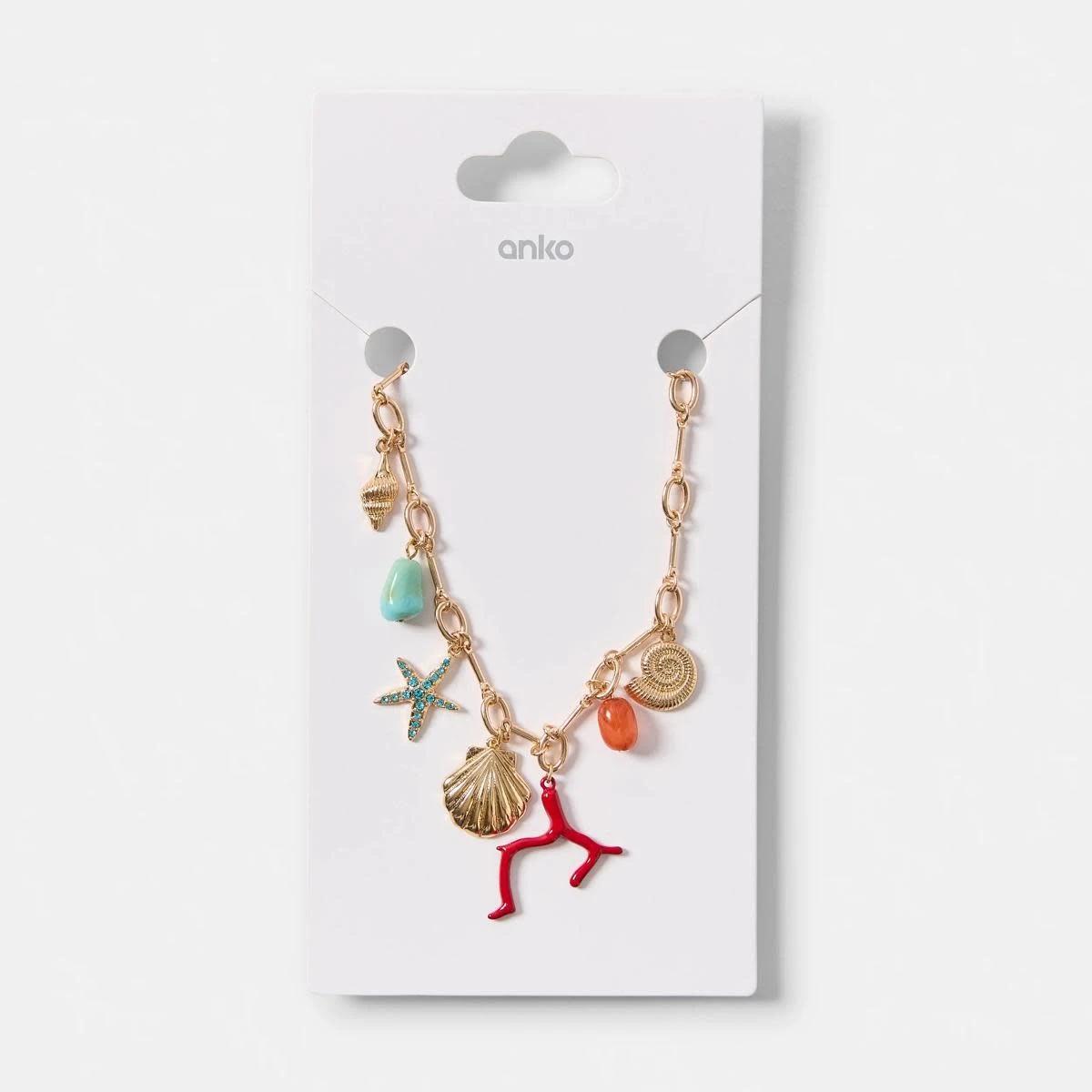 6 Seashell Charms Necklace - Gold Tone GOLD METAL, 6 of 6