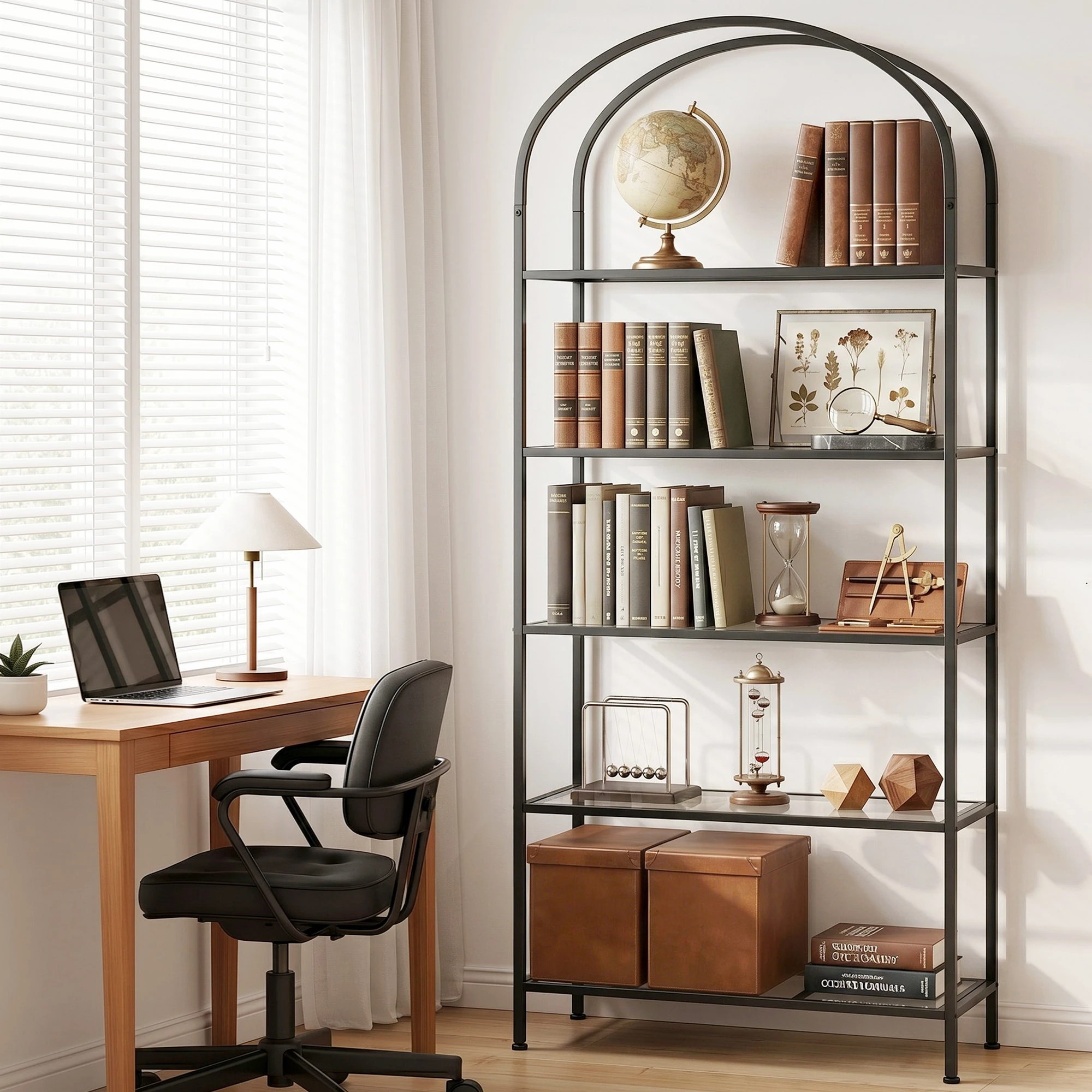 4 Artiss 5 Tiers Bookshelf Industrial Etagere Bookcase Display Shelf - Black, 4 of 8