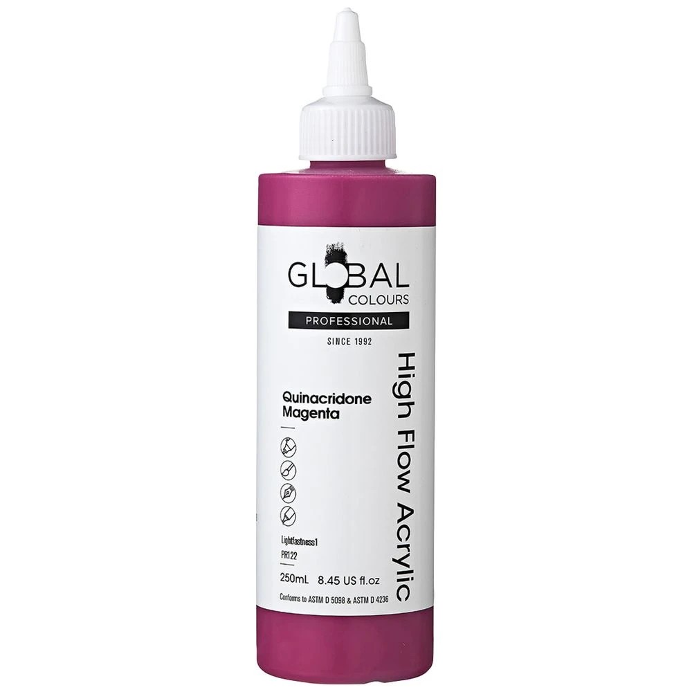 1 Global Colours High Flow Acrylic 250mL Quinacridone Magenta, 1 of 2