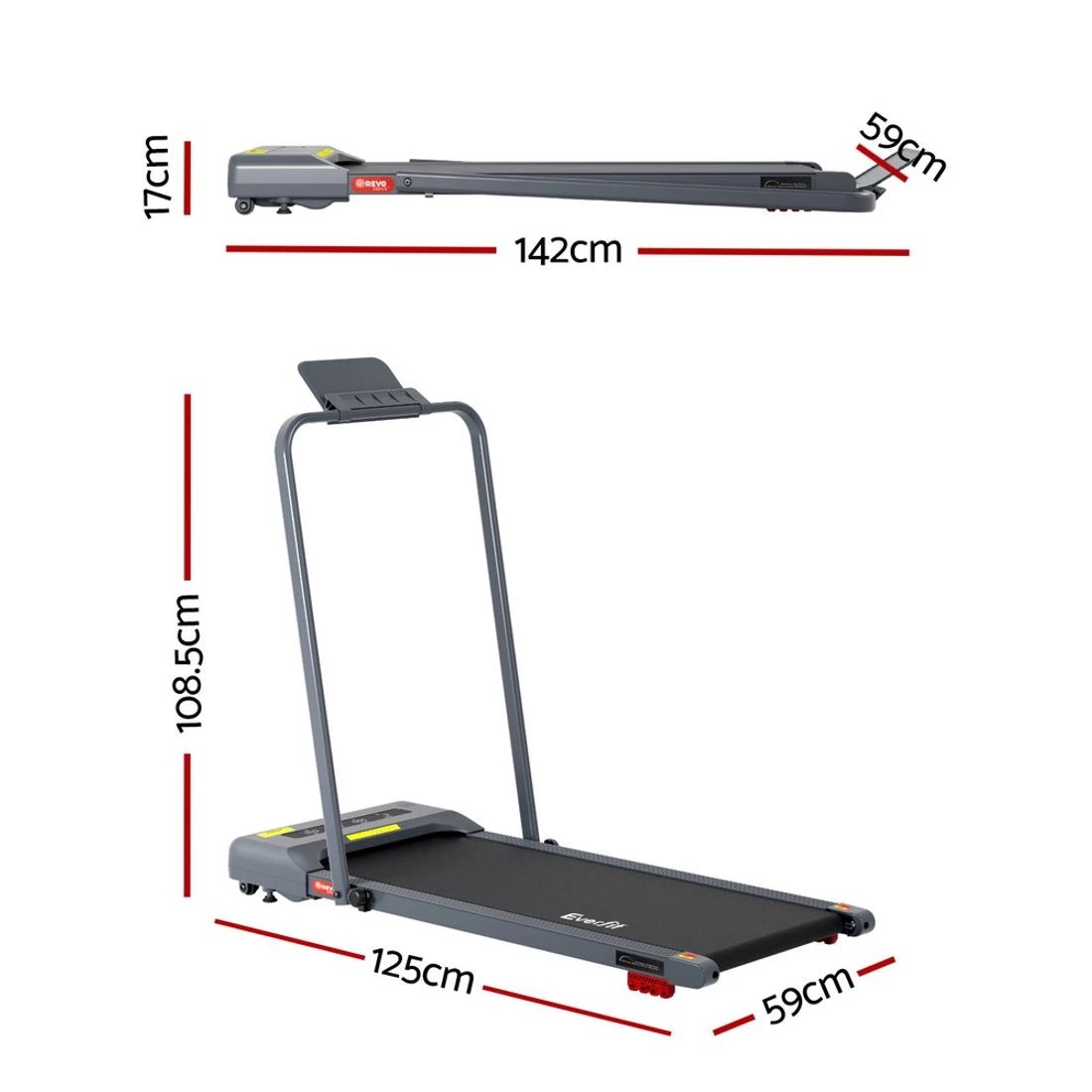 2 Everfit Treadmill Electric Walking Pad - Grey, 2 of 10