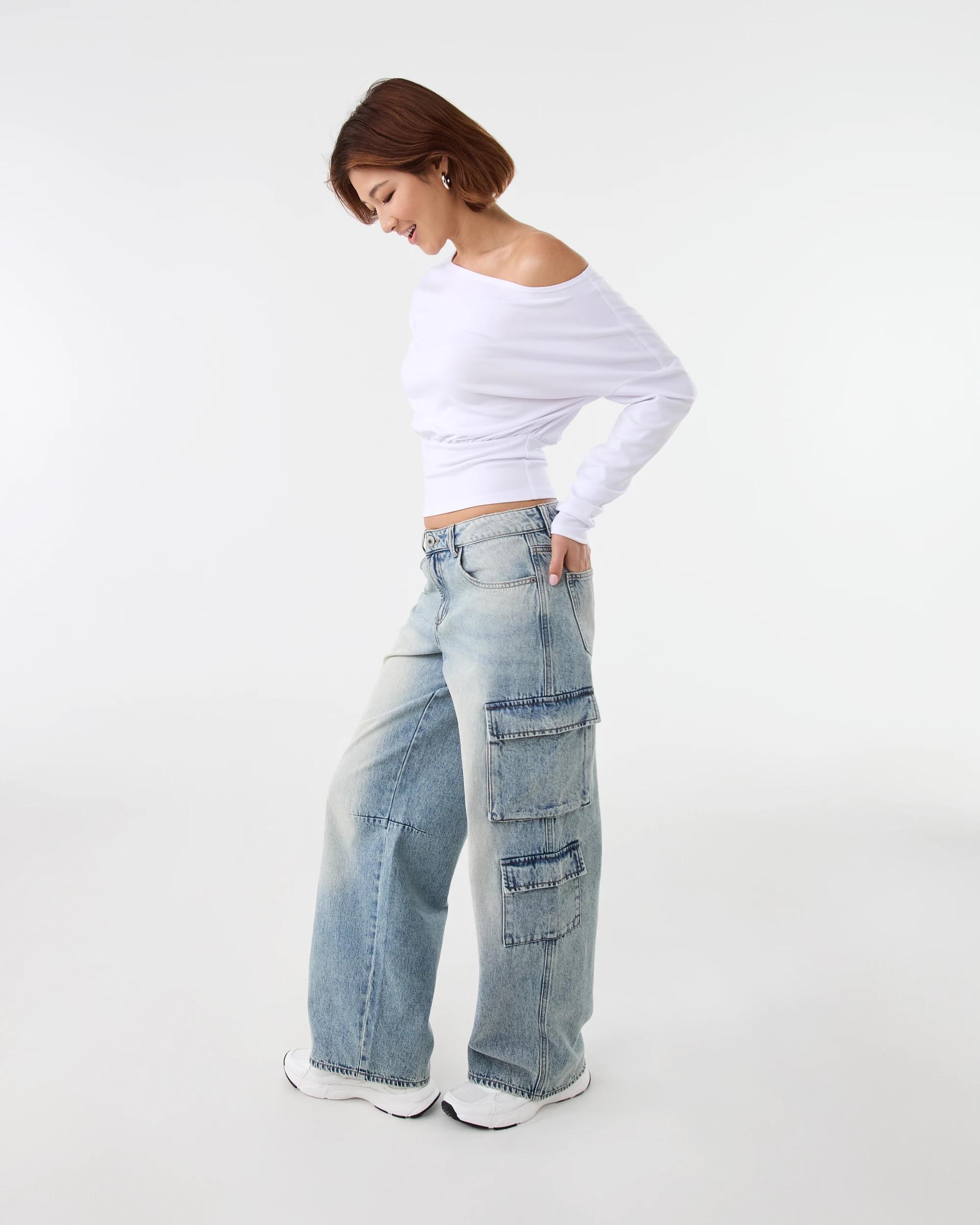 3 Long Sleeve Off the Shoulder Top White, 3 of 7