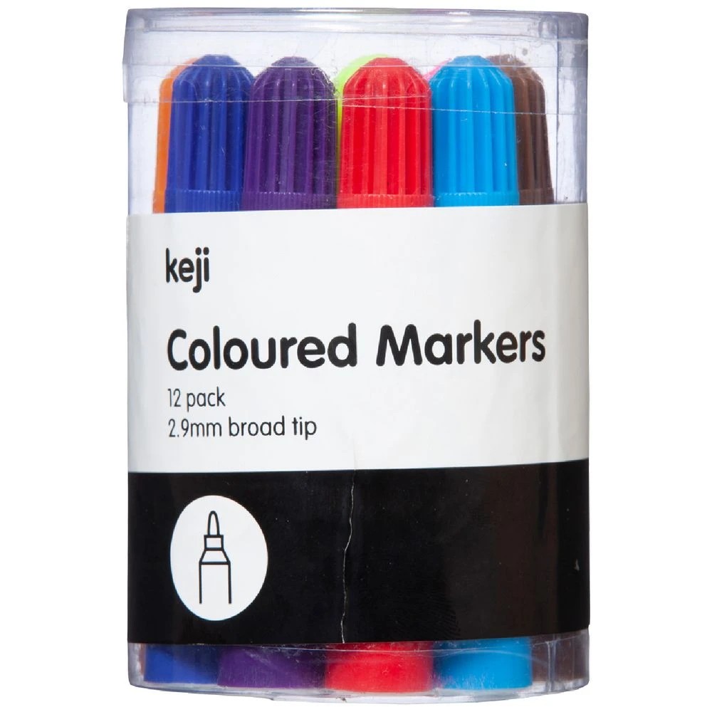 1 Keji Mini Coloured Markers 2.9mm 12 Pack, 1 of 4