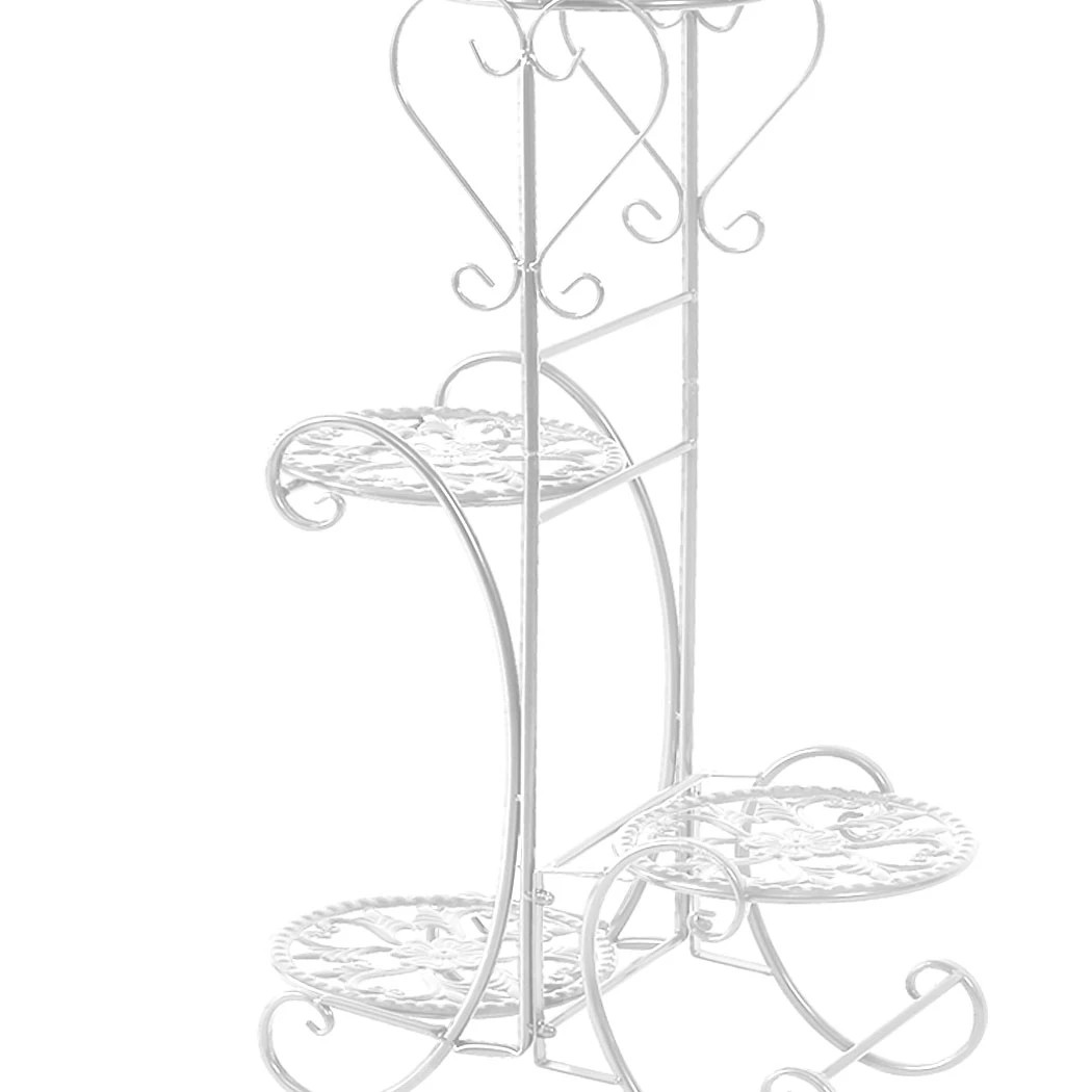 5 Levede Flower Shape Metal Plant Stand with 4 Plant Pot Space - White, 5 of 6