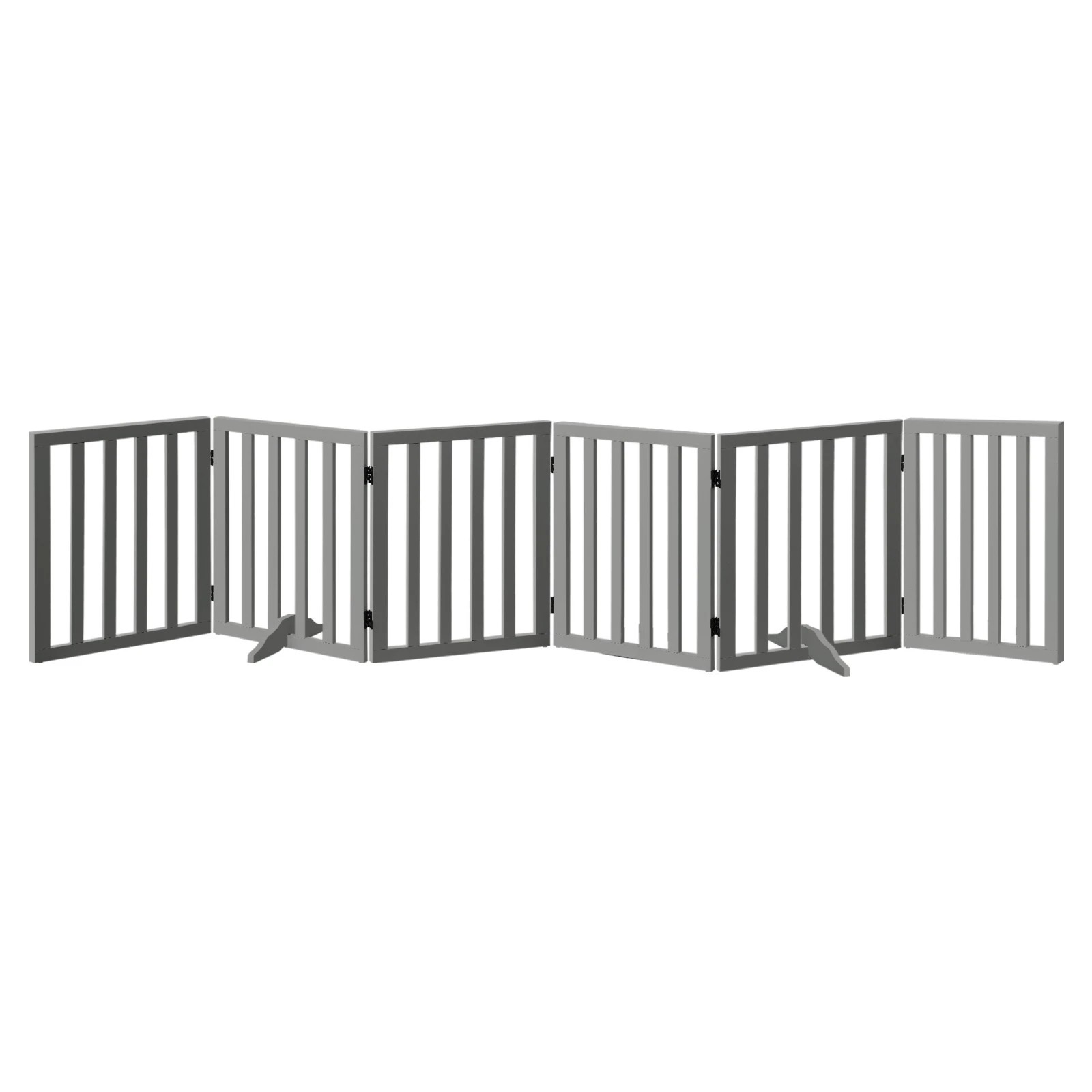 1 Alopet Wooden Pet Gate Dog Fence Safety Stair Barrier Security Door 6-Panel - Grey, 1 of 10