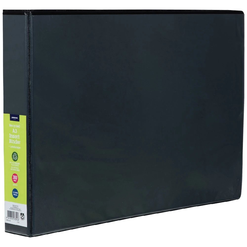 1 J.Burrows A3 Insert Binder 3 D-Ring 38mm Black, 1 of 4