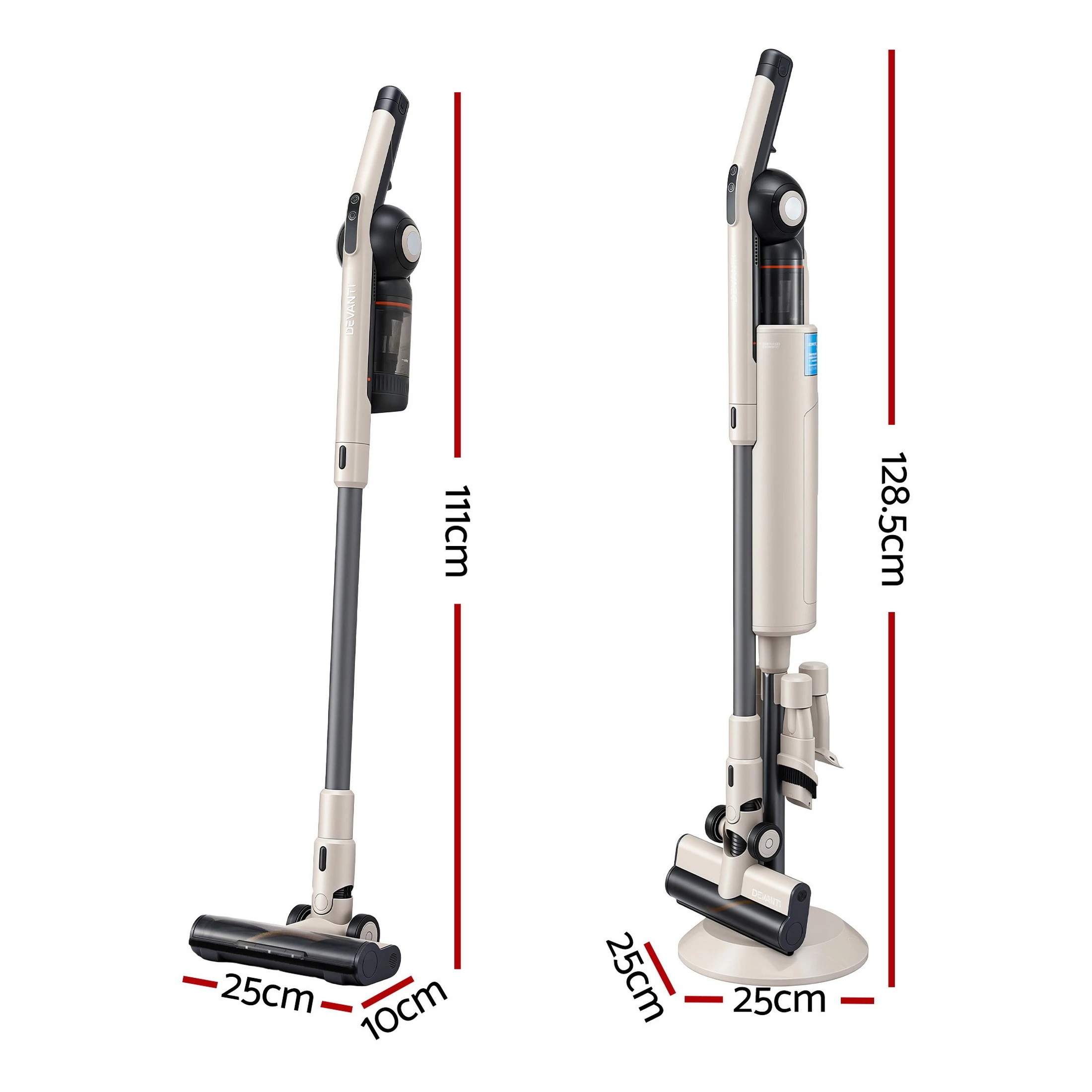 2 Devanti Cordless Vacuum Cleaner with Auto-Empty Dust Station, 18kPa Powerful Suction - Brown, 2 of 10