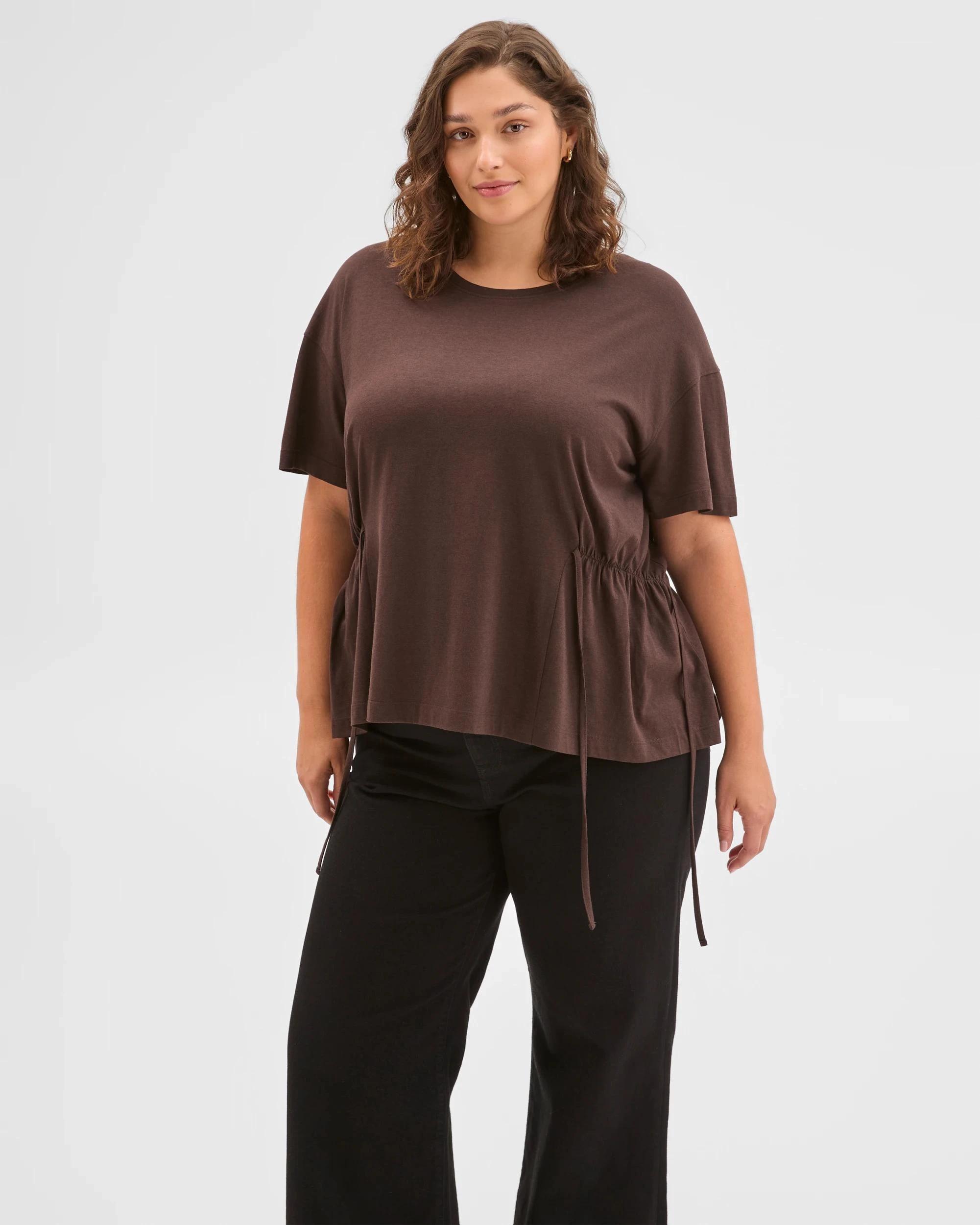 6 Target Curve Plus Size Australian Cotton Blend Side Tie Waist T-Shirt BRUNETTE, 6 of 6