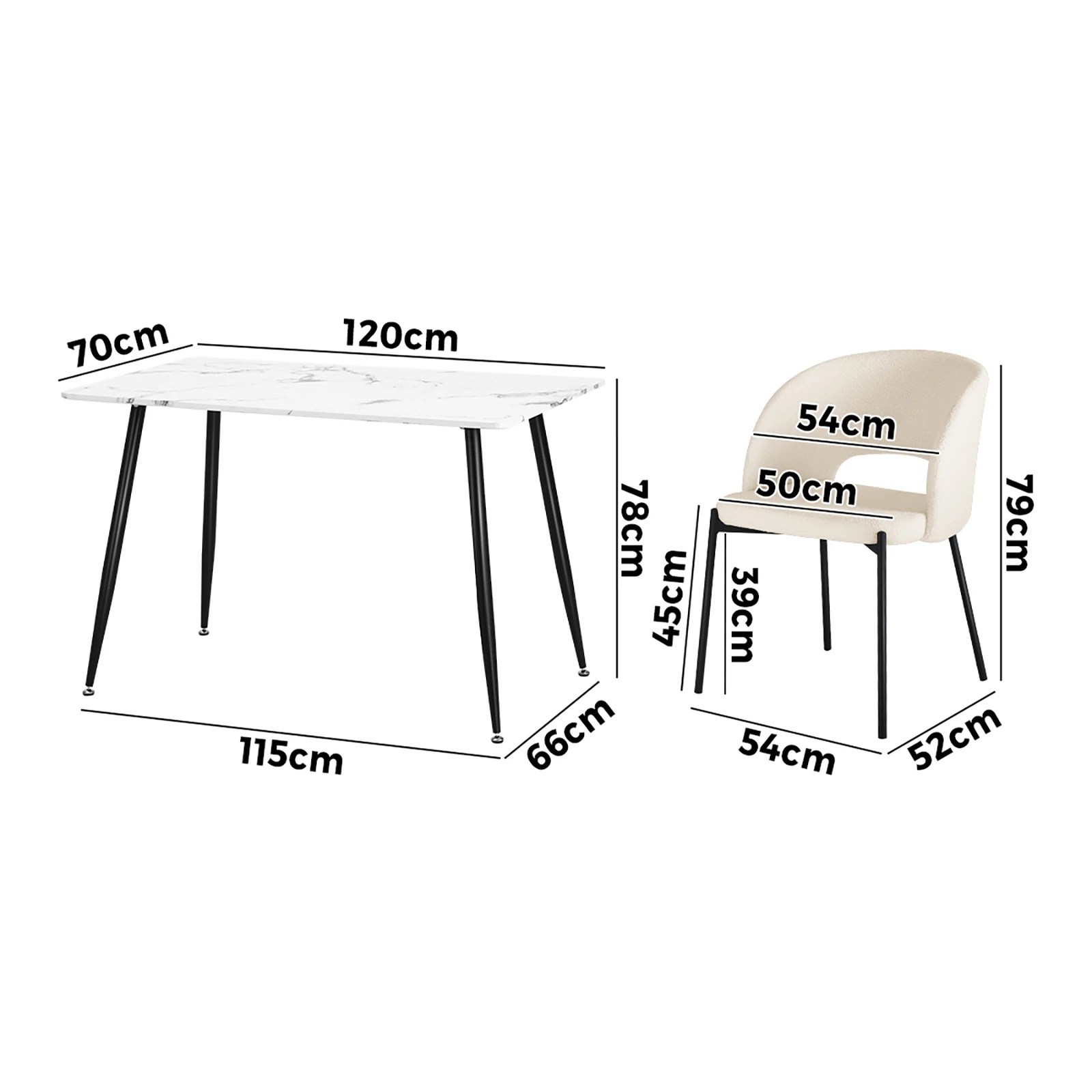 9 Oikiture 120cm Rectangle Dining Table With 4pcs Dining Chairs Sherpa
 - Multi, 9 of 10