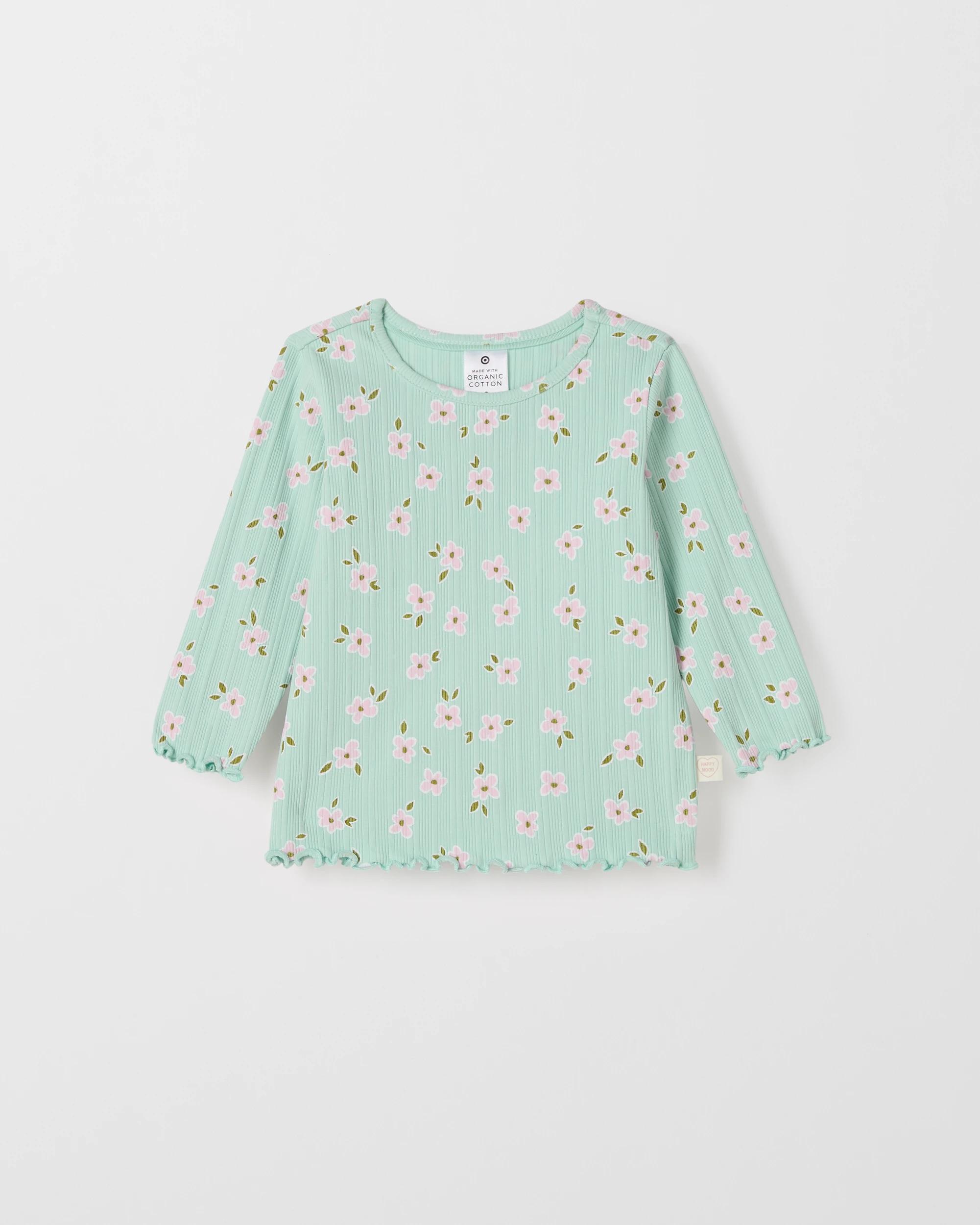4 Target Baby Organic Cotton Long Sleeve Rib T-Shirt DAISY GOSSAMER GREEN, 4 of 5