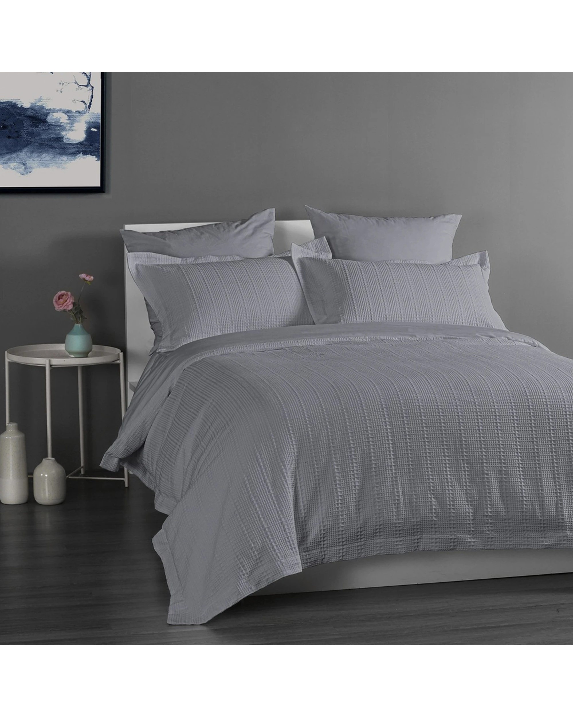 3 Onkaparinga Cotton Quilt Cover Set w/Pillowcases - Grey, 3 of 4