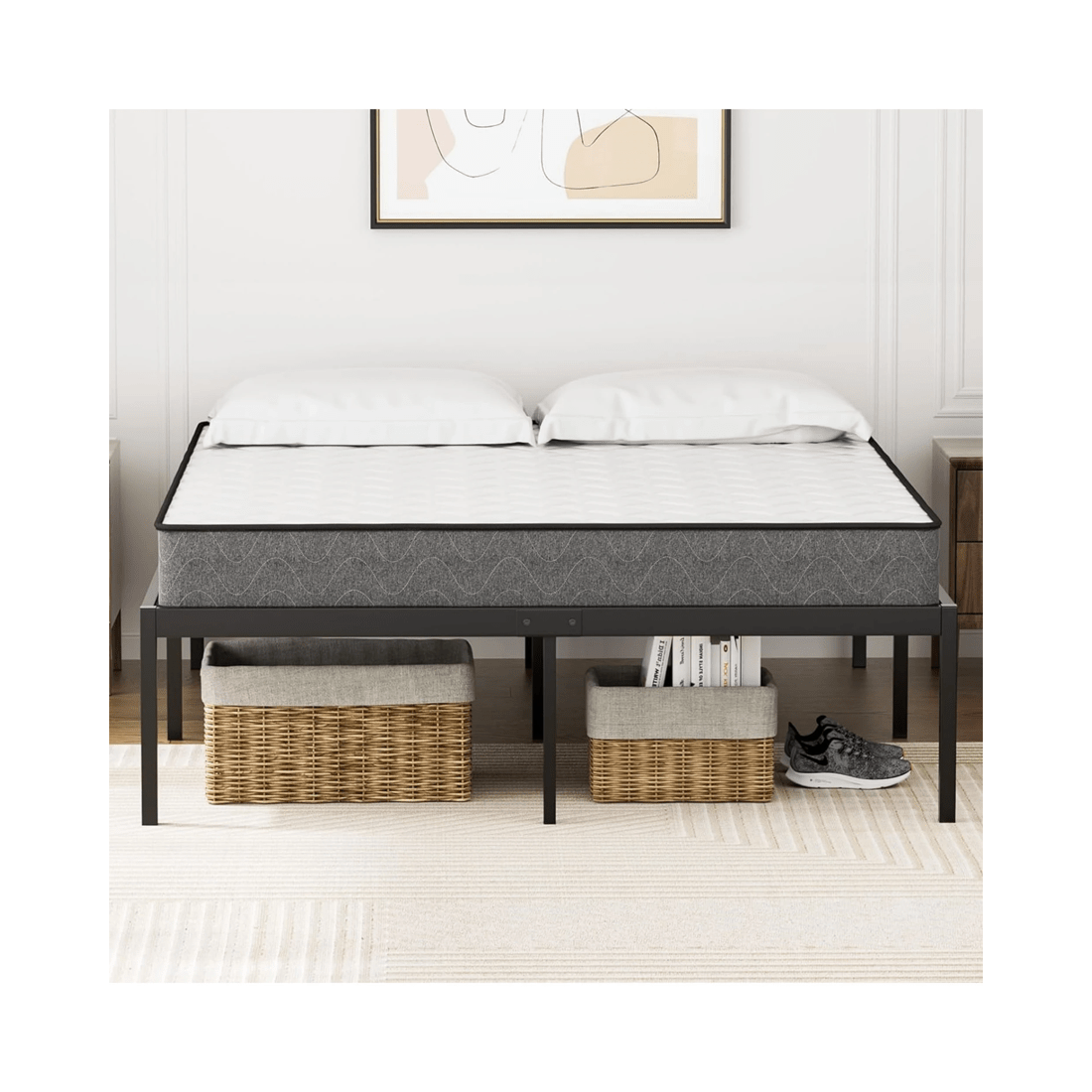 2 Advwin Double Metal Bed Frame Black, 2 of 8