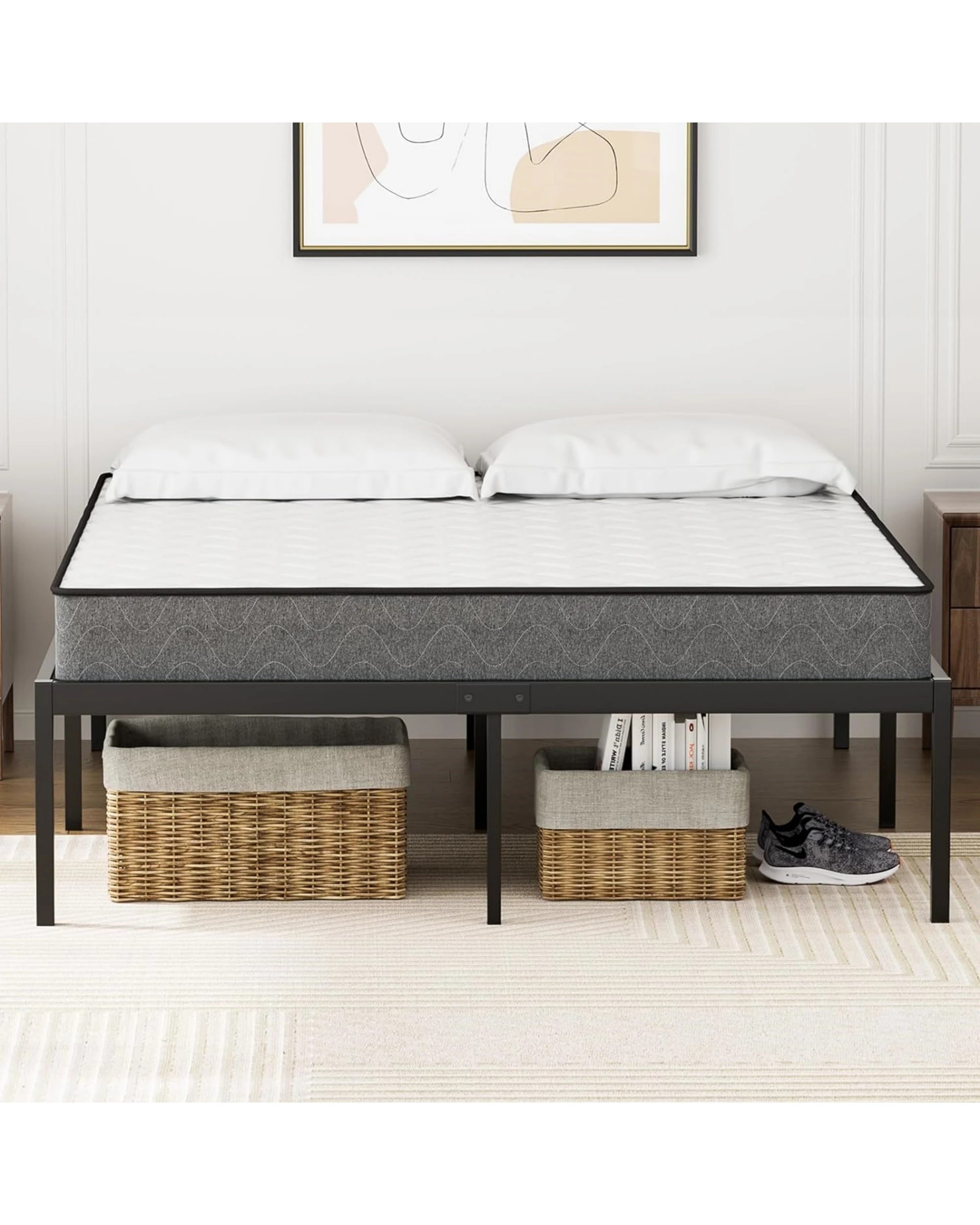 2 Advwin Double Metal Bed Frame Black, 2 of 8