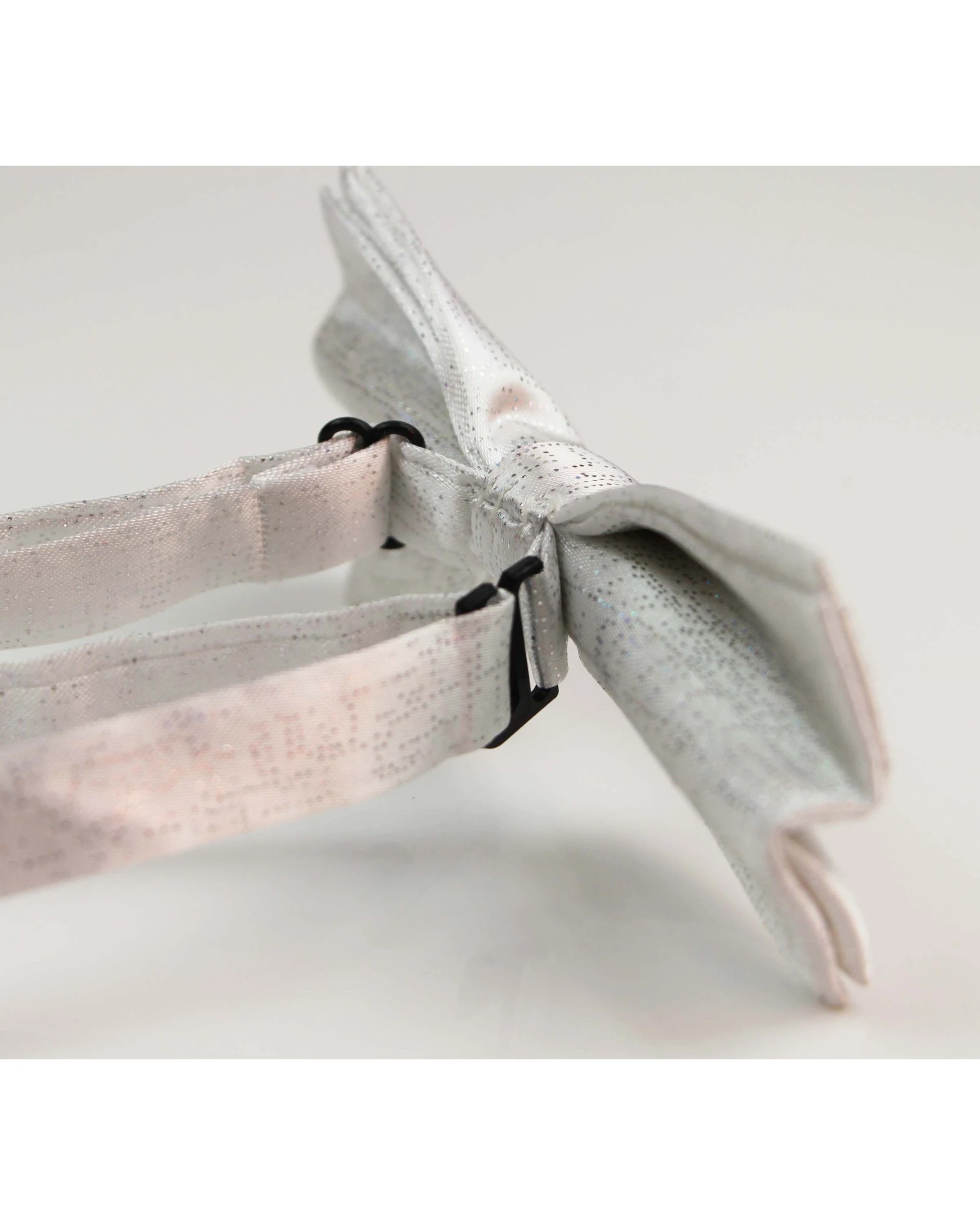 2 Zasel Mens White Sparkly Glitter Patterned Bow Tie - White, 2 of 4