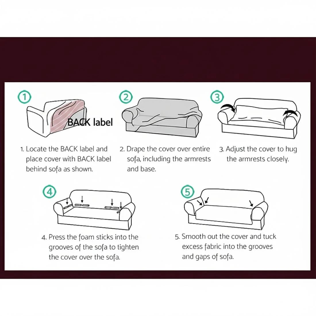 6 Artiss Sofa Cover Couch Covers 3 Seater Stretch Burgundy - Red, 6 of 7