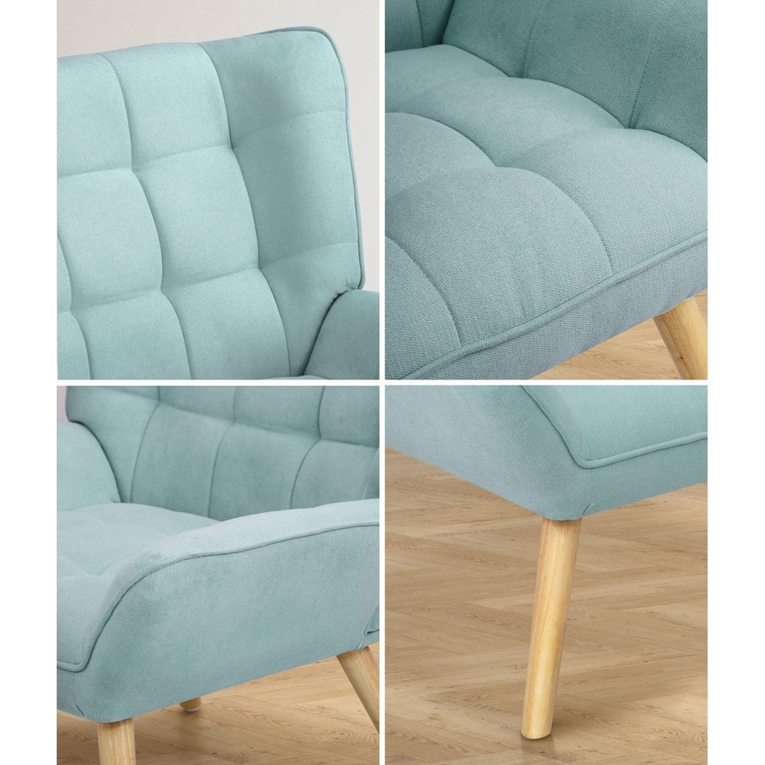 5 Oikiture 2x Armchair Accent Chairs Sofa Lounge Fabric Upholstered Tub - Blue, 5 of 10