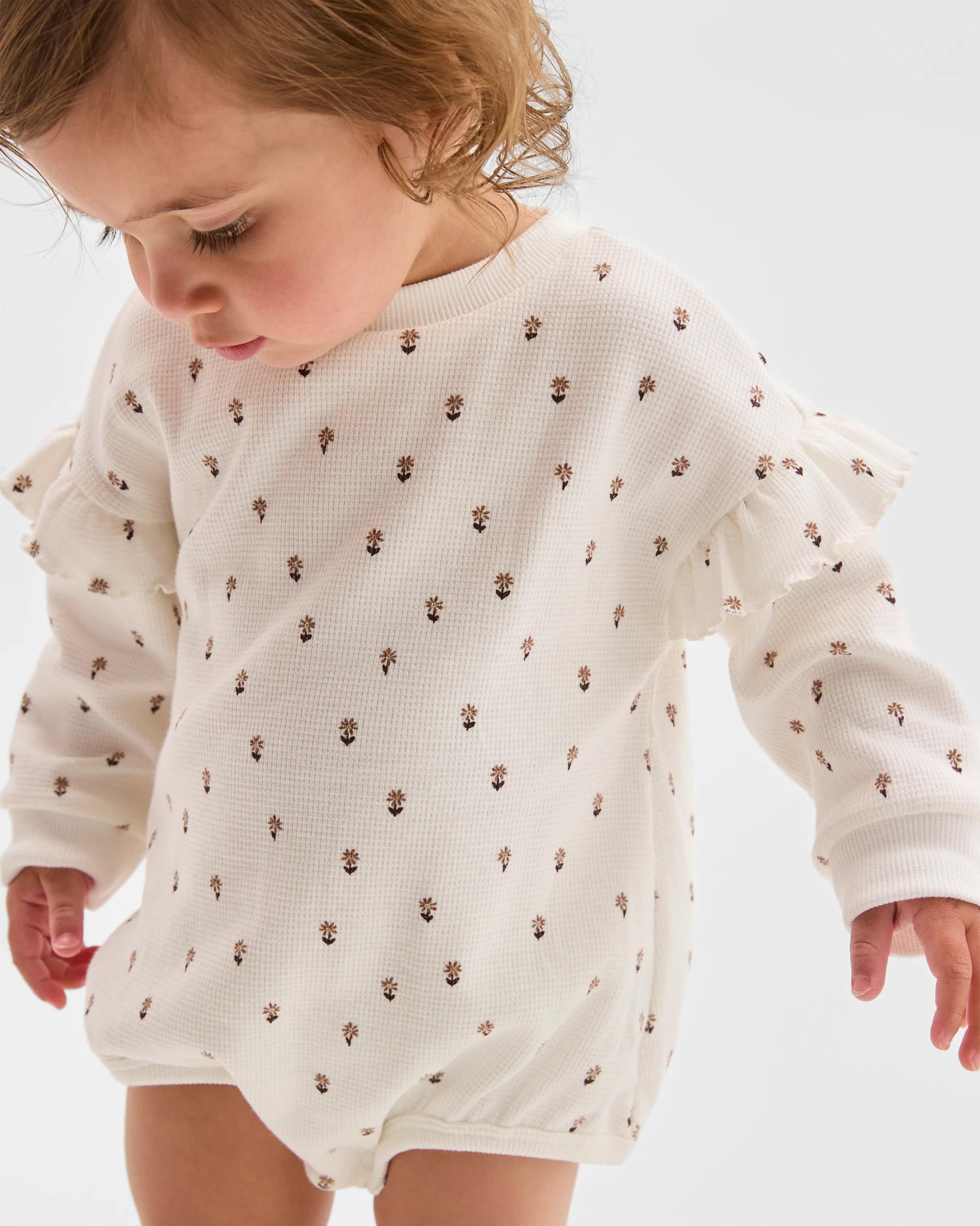 2 Target Baby Baby Organic Cotton Long Sleeve Print Waffle Bodysuit DAISY, 2 of 2