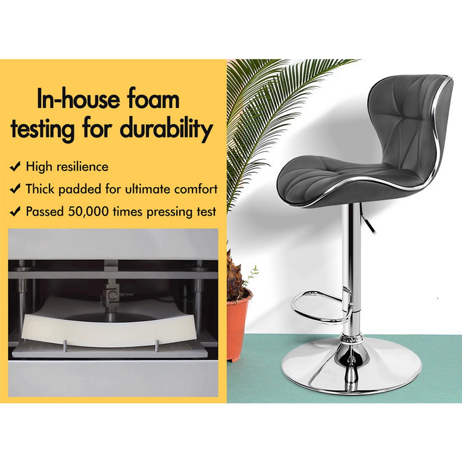 9 Alfordson 4x Bar Stools Luna Kitchen Swivel Chair Leather Gas Lift - Grey, 9 of 10