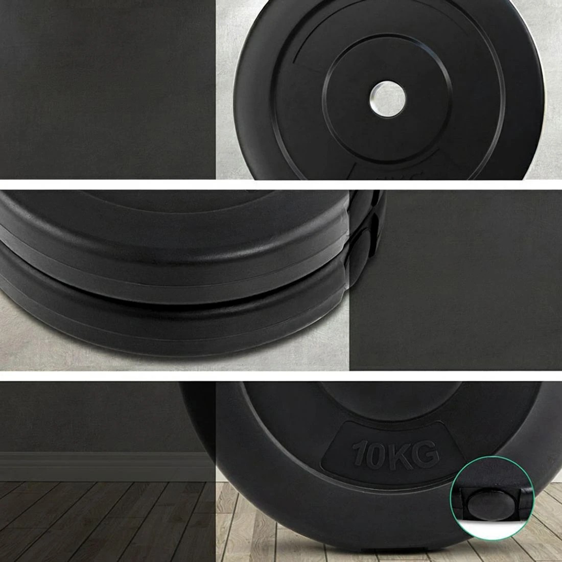 4 Everfit 80kg Barbell Weight Plates Standard Home Gym Press Fitness - Black, 4 of 6